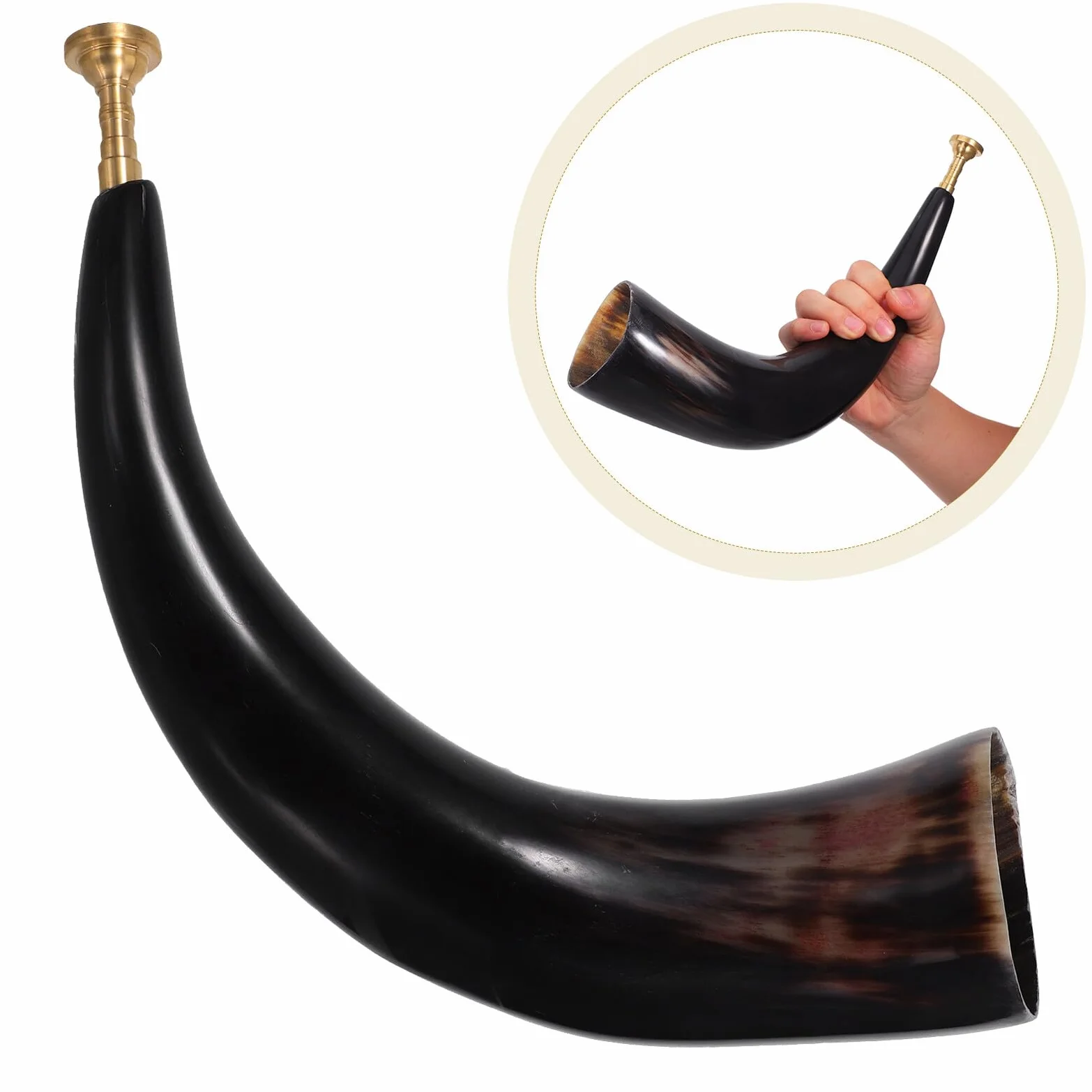 Corne de viking en véritable bœuf - Corne d'appel historique avec son profond puissant - Compact et léger