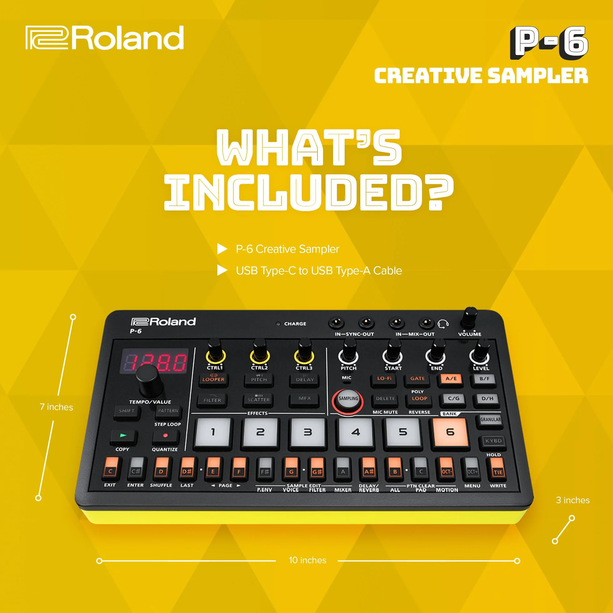 Roland AIRA Compact P-6 Creative Sampler granulaire séquenceur clavier intégré microphone effets