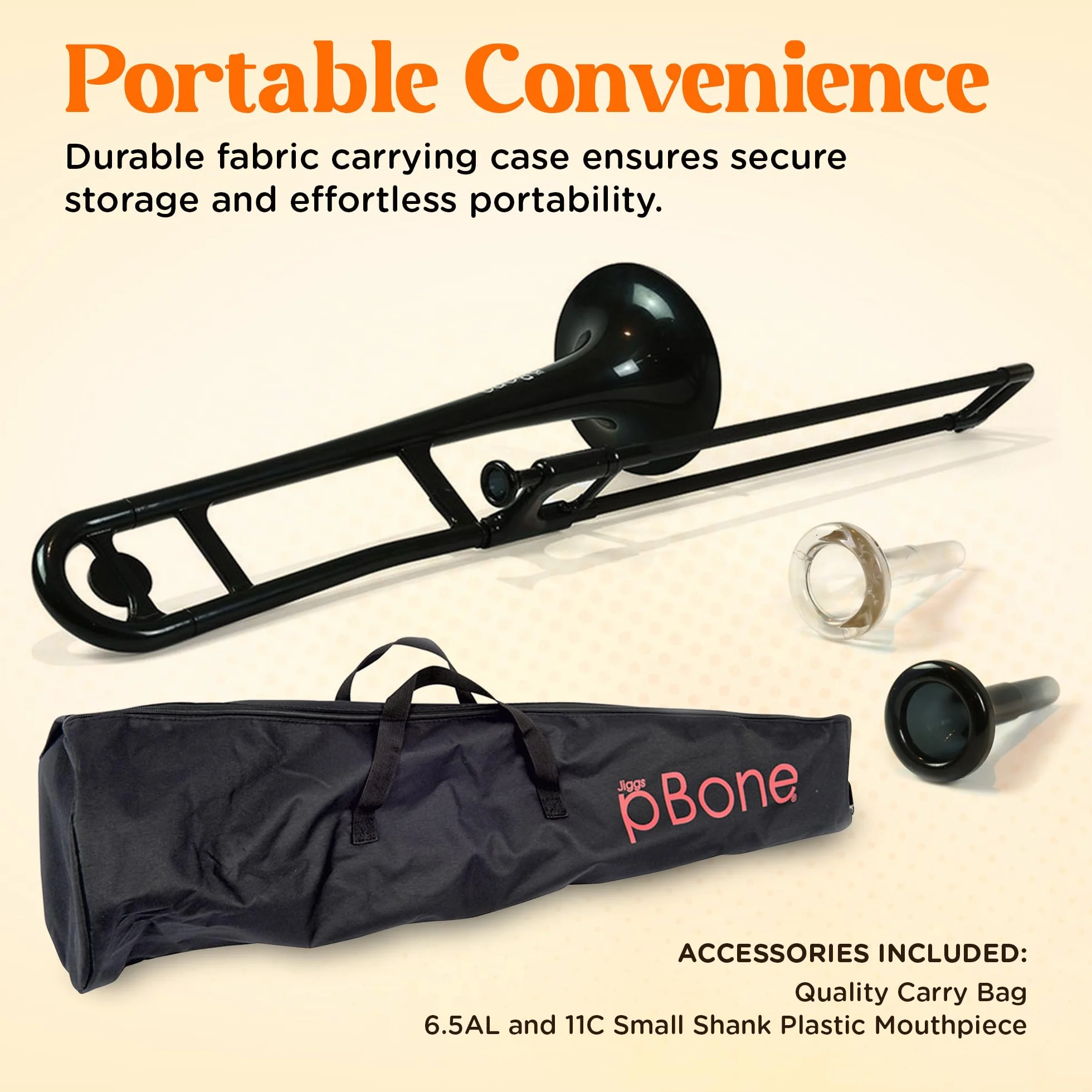 pBone Trombone Noir avec Embouchure et Housse 700645