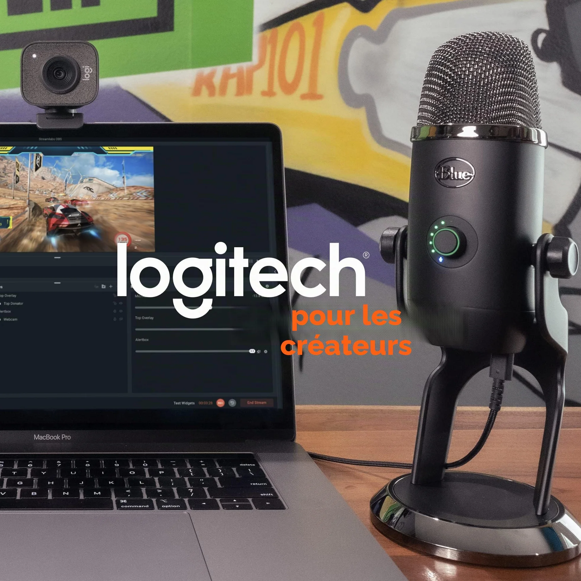 Logitech Blue Yeti Microphone USB pour Enregistrement Streaming Gaming Podcast PC Mac Noir