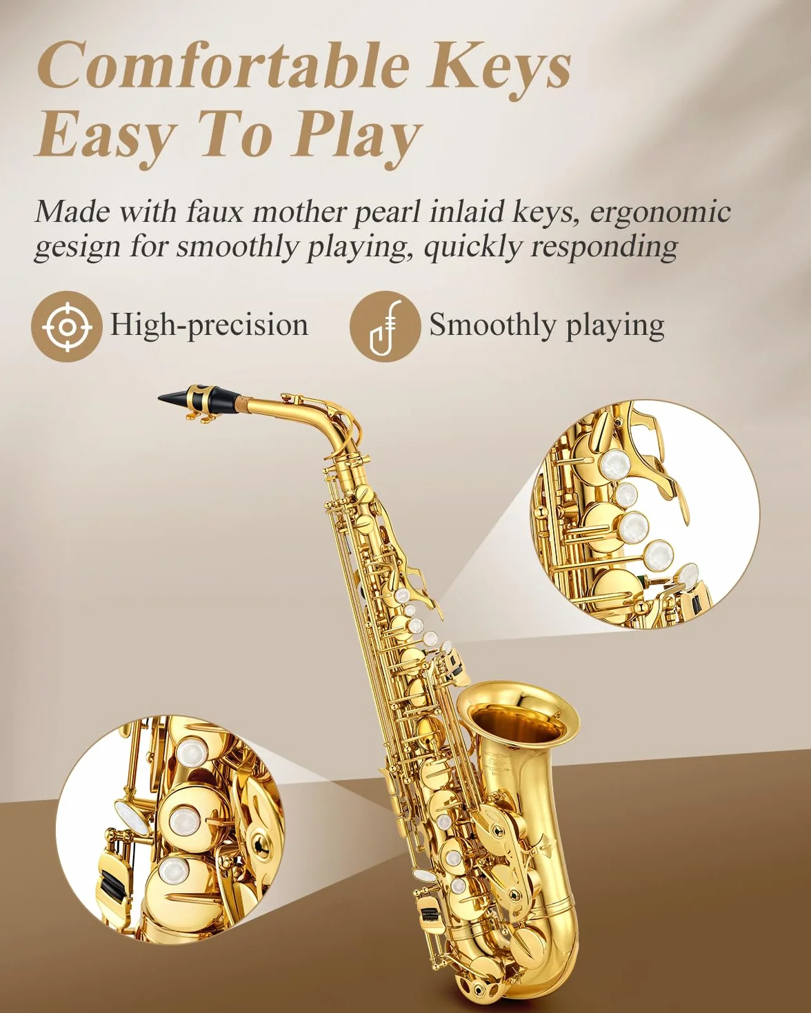 Eastar AS-Ⅱ Saxophone Alto E Plat Laqué Kit Complet avec Étui