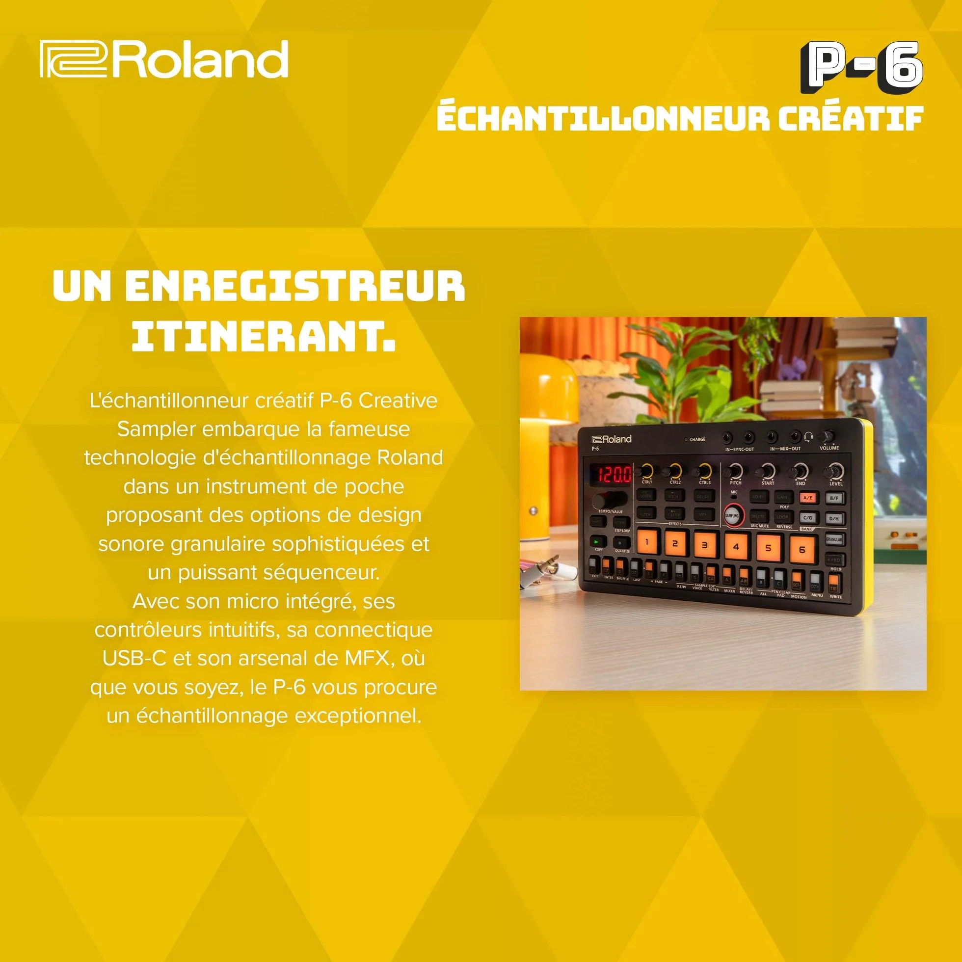 Roland P-6 Creative Sampler AIRA Compact Séquenceur Granulaire USB-C