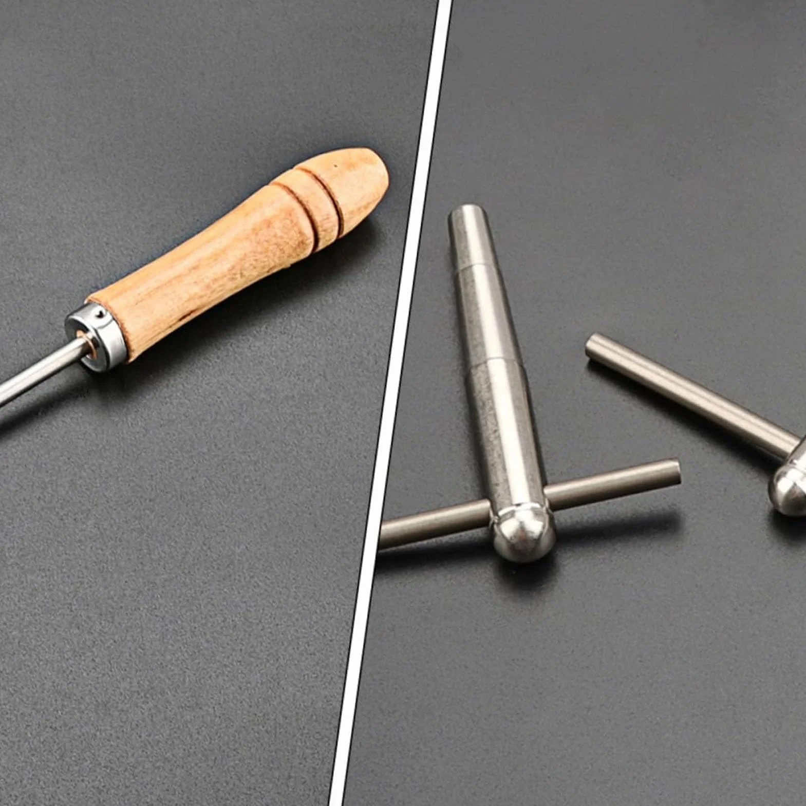 Outil de Réparation de Trompette, Tête Sphérique en Métal, Corne, Trombone, Outils d'Entretien du Cou avec Manche en Bois