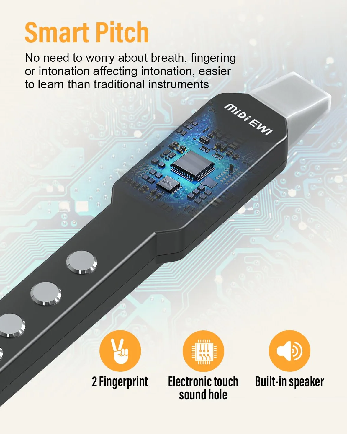 EWI Instrument à vent numérique Noir Bluetooth MIDI 10 tonalités portable