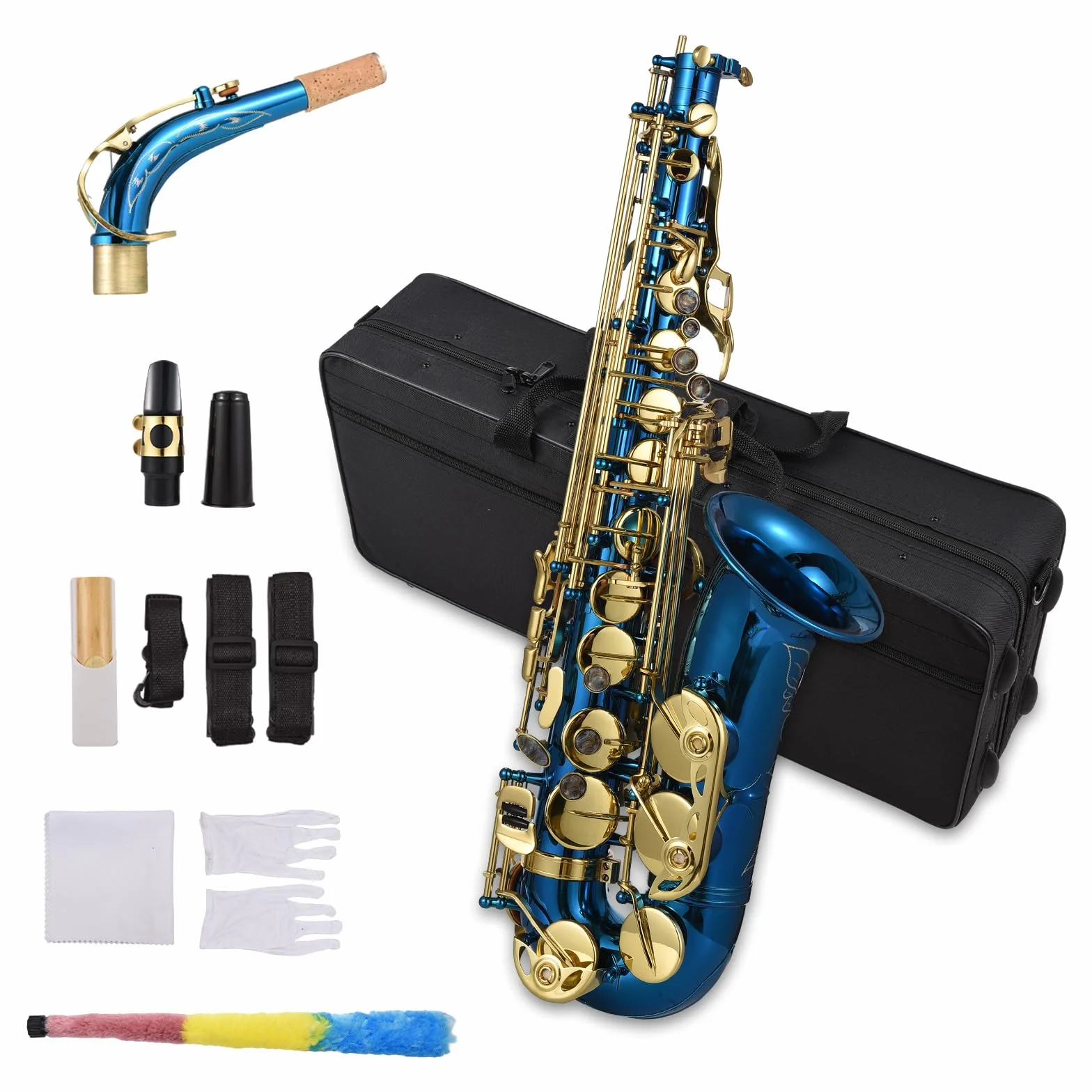 Saxophone en laiton gravé Eb E-Flat Altsaxophone Coquillage Abalone Touches Instrument à vent avec étui