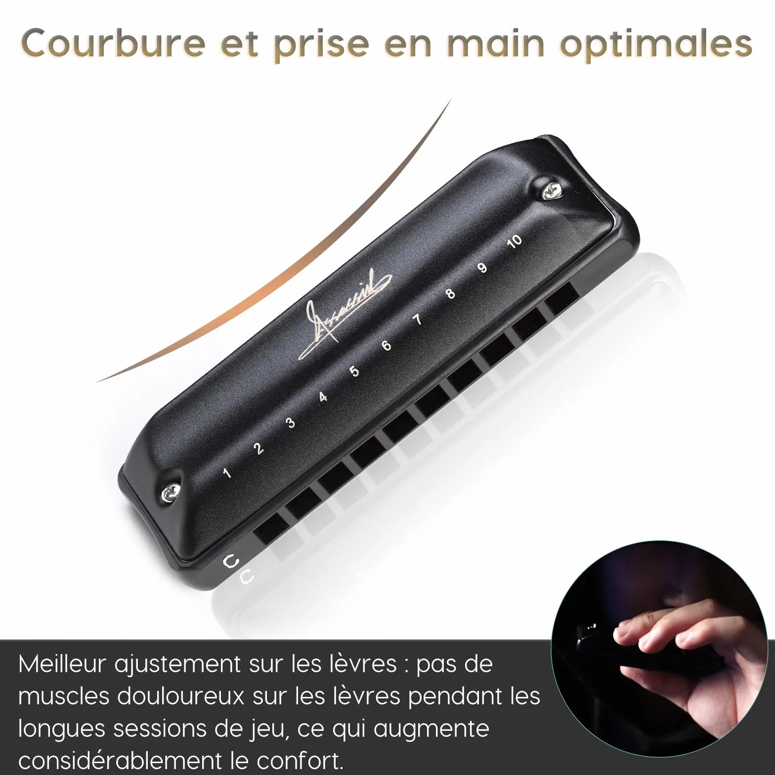 JDR Harmonica Clé de C 10 Trous 20 Tonalités pour Adultes Enfants Professionnels Débutants avec Etui