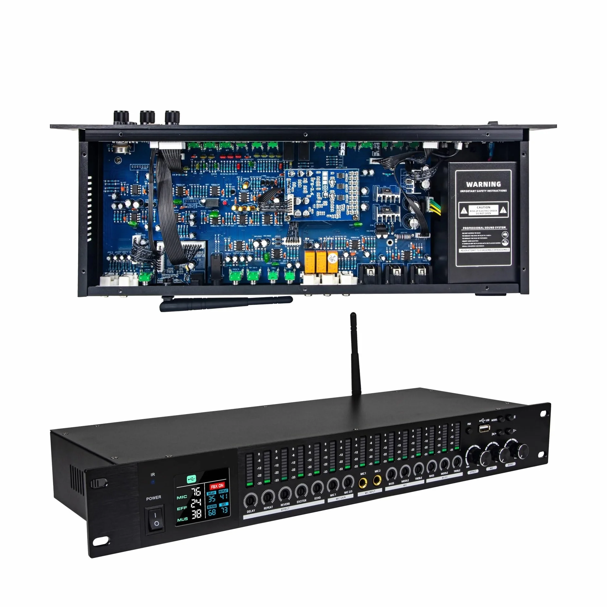 Processeur D'effets Audio KTV Professionnel DSP Bluetooth Anti-hurlement Pour Scène Karaoké (Noir)