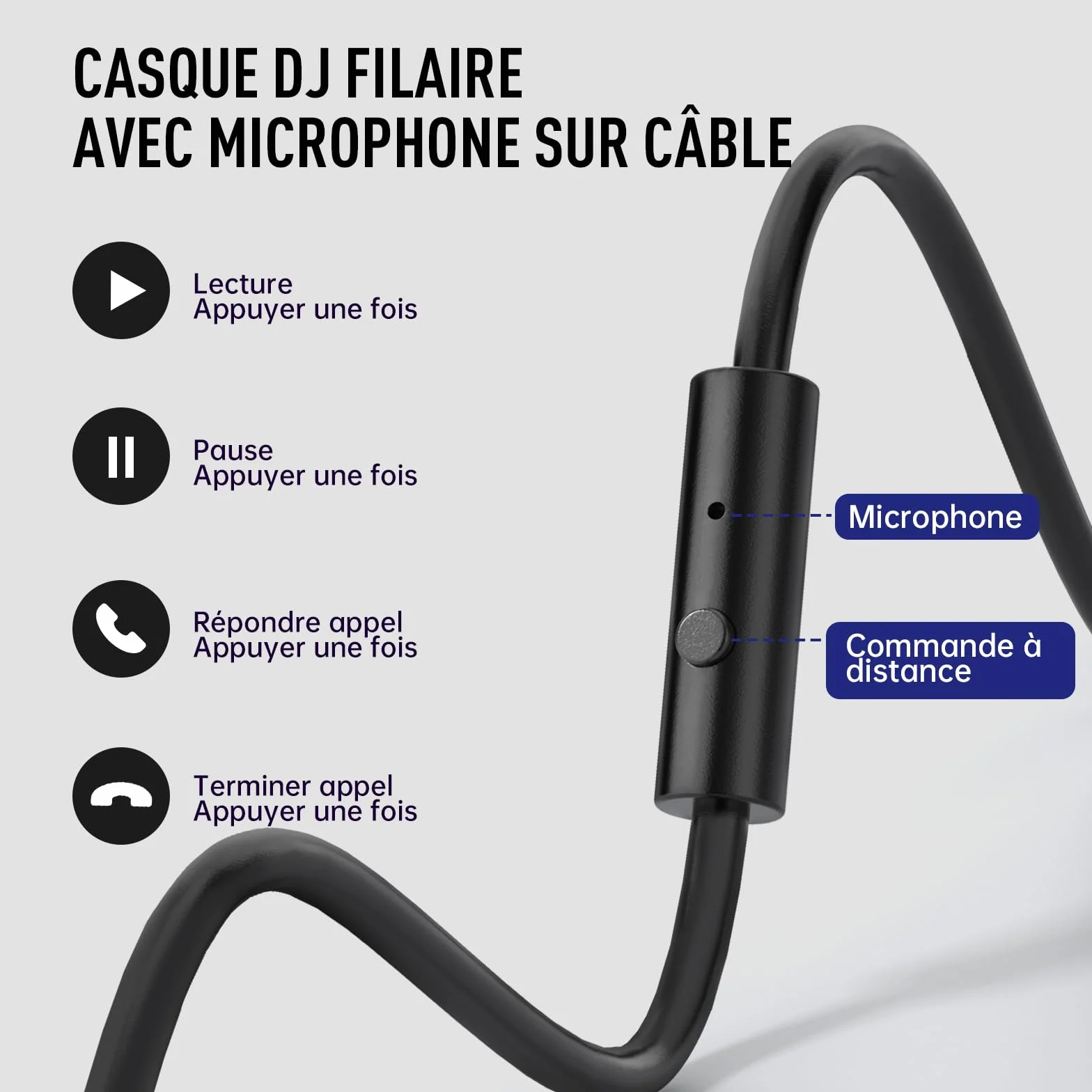 EKSA P100 Casque Audio Filaire Studio Monitor Stéréo Hi-Res Jack 6.35mm 3.5mm