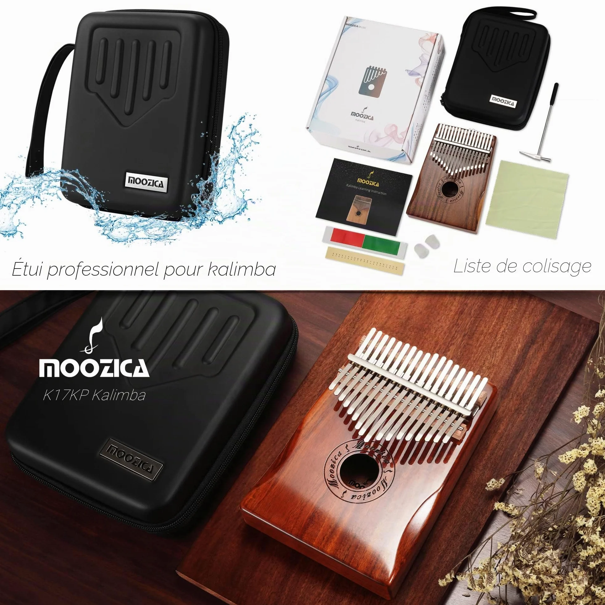Kalimba 17 touches Moozica K17K Professionnel Instrument de Musique
