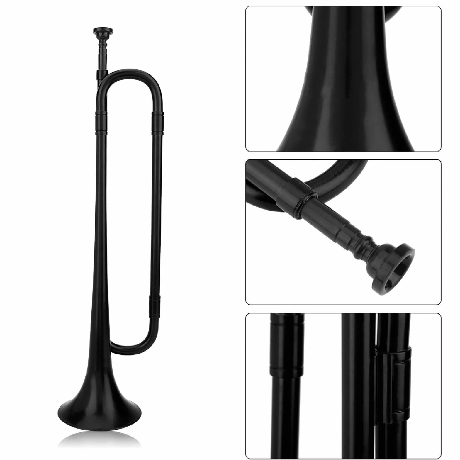 Trompette cavalerie clairon en Plastique avec Embouchure B pour Enfants étudiants débutants Noir
