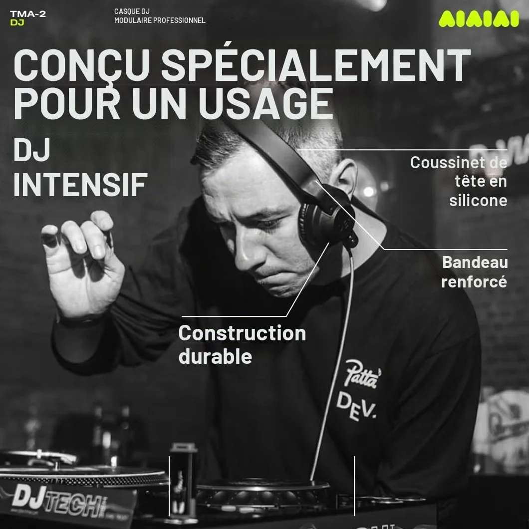 Aiaiai TMA-2 DJ Casque DJ Professionnel on-Ear Basses puissantes Construction Durable