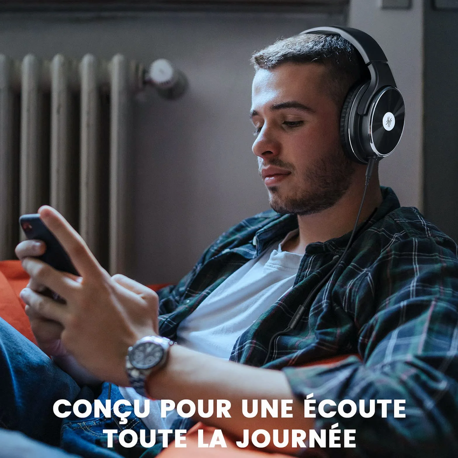 OneOdio Casque Audio Filaire Hi-Fi Hi-Res pour Guitare Piano avec Micro, Confort Léger, Noir