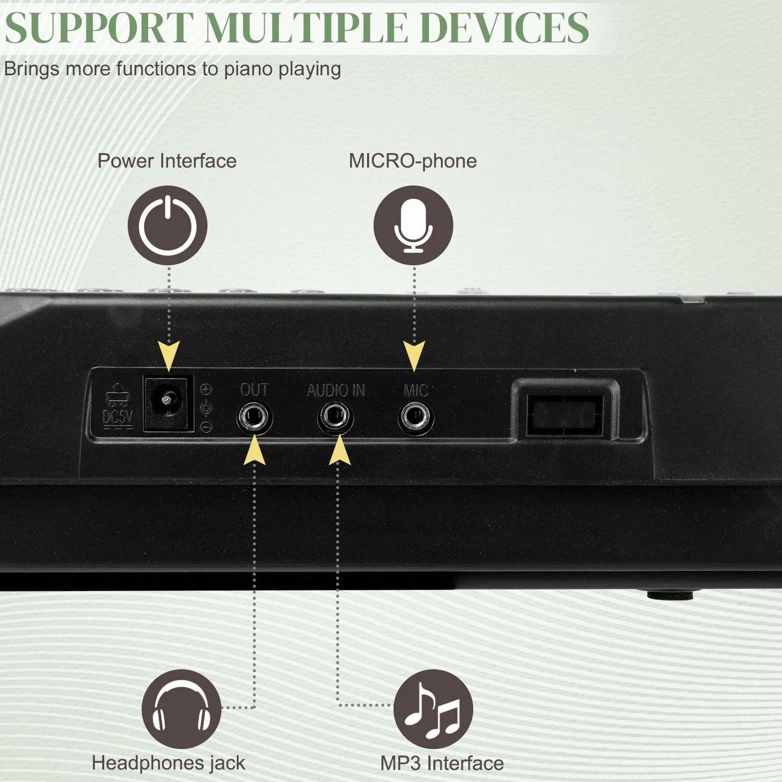 LEADZM Piano Numérique 61 Touches avec Support, Banc, Pupitre, Casque, Microphone, Écran LED, 3 Modes d'Apprentissage pour Débutants Noir