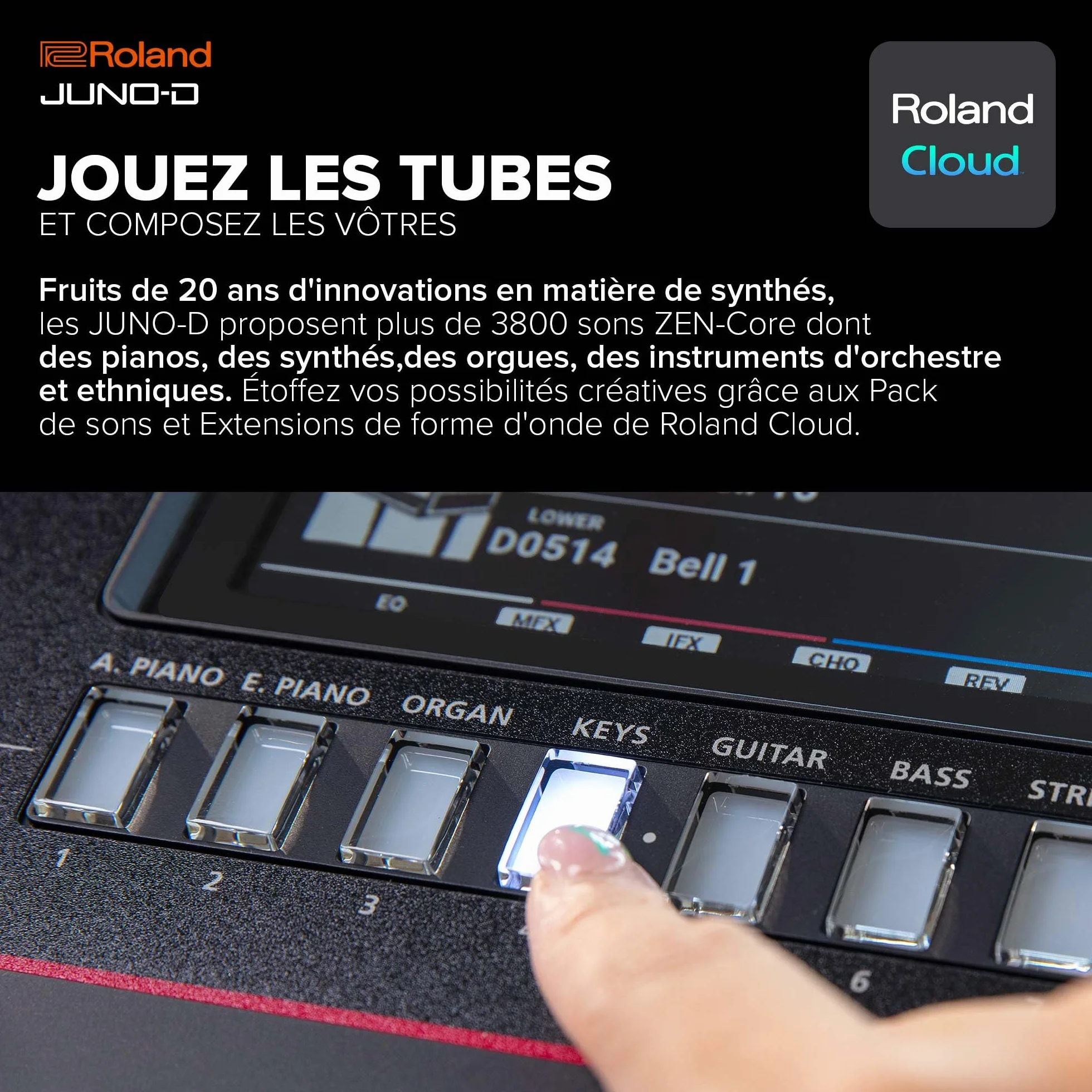 Roland JUNO-D6 Synthétiseur 61 touches ZEN-Core 3800 sons Audio/MIDI USB-C