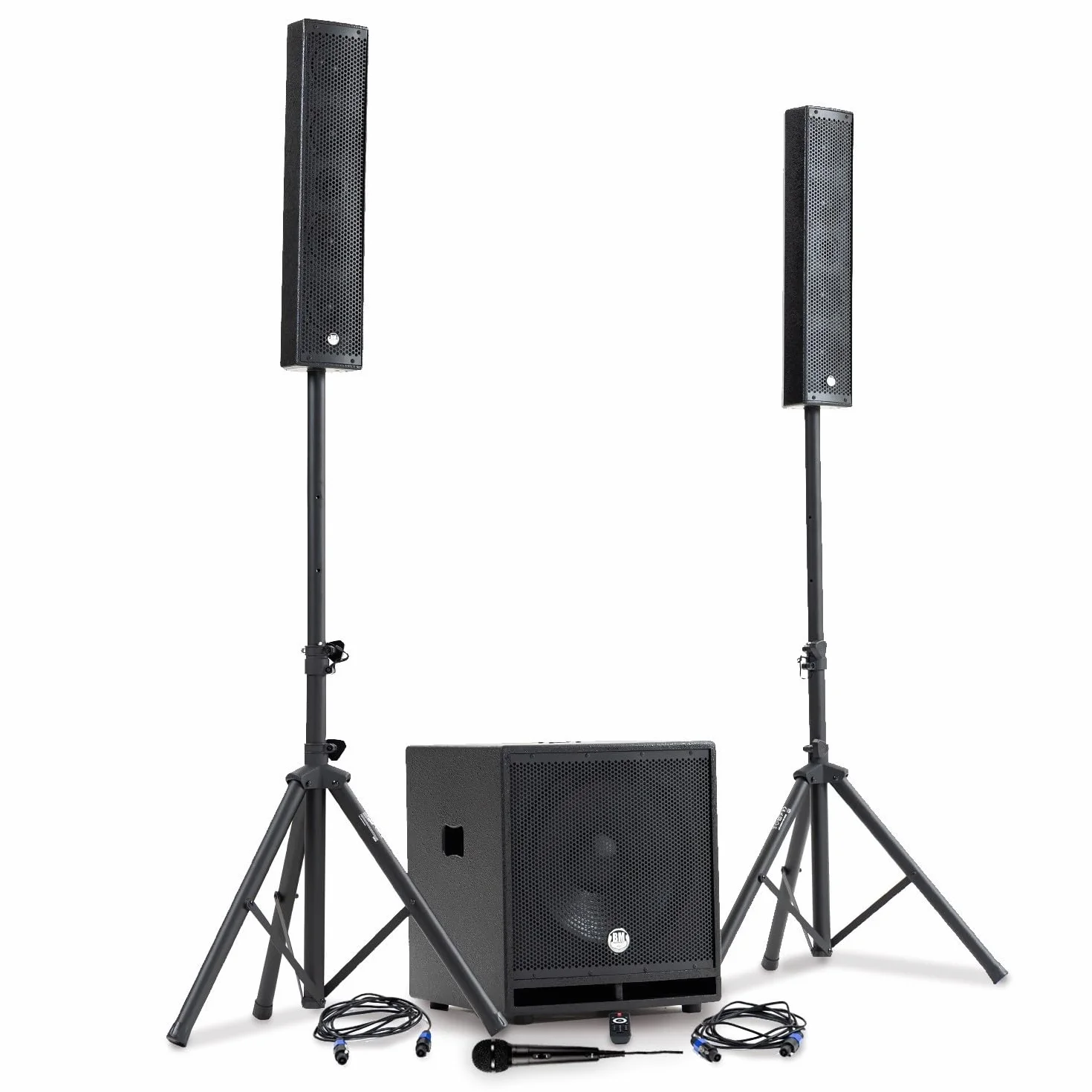 BM Bmsonic BMS-15-SLIM-BT 1200W Enceintes Satellites SUB 38cm USB/Bluetooth Pack Sonorisation DJ Complet