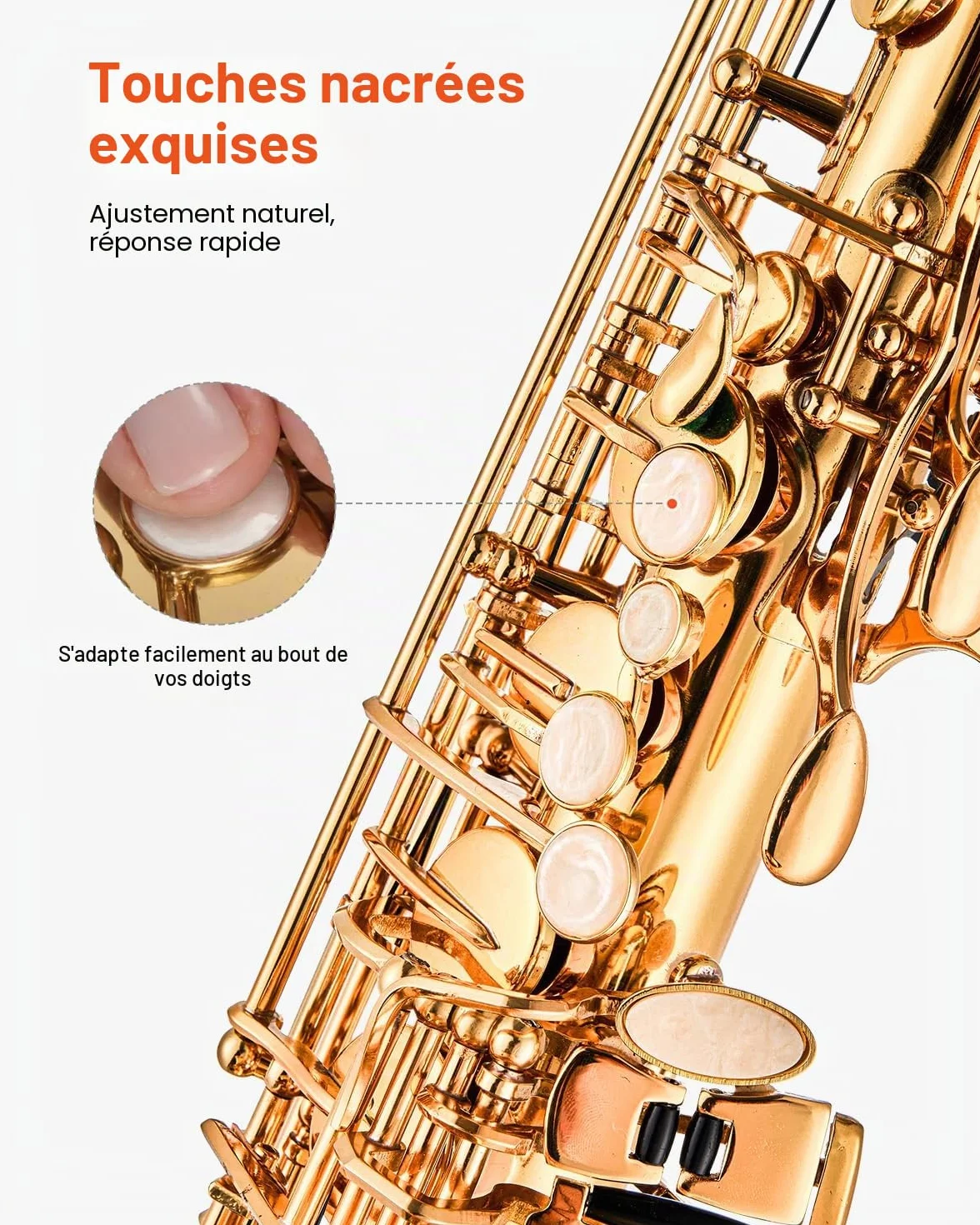 VEVOR Saxophone Alto Mi Bémol Débutants Laiton Résistant Étui Transport Bec Sangles Chiffon Nettoyage Gants Sangle Cou 23 Touches Doré