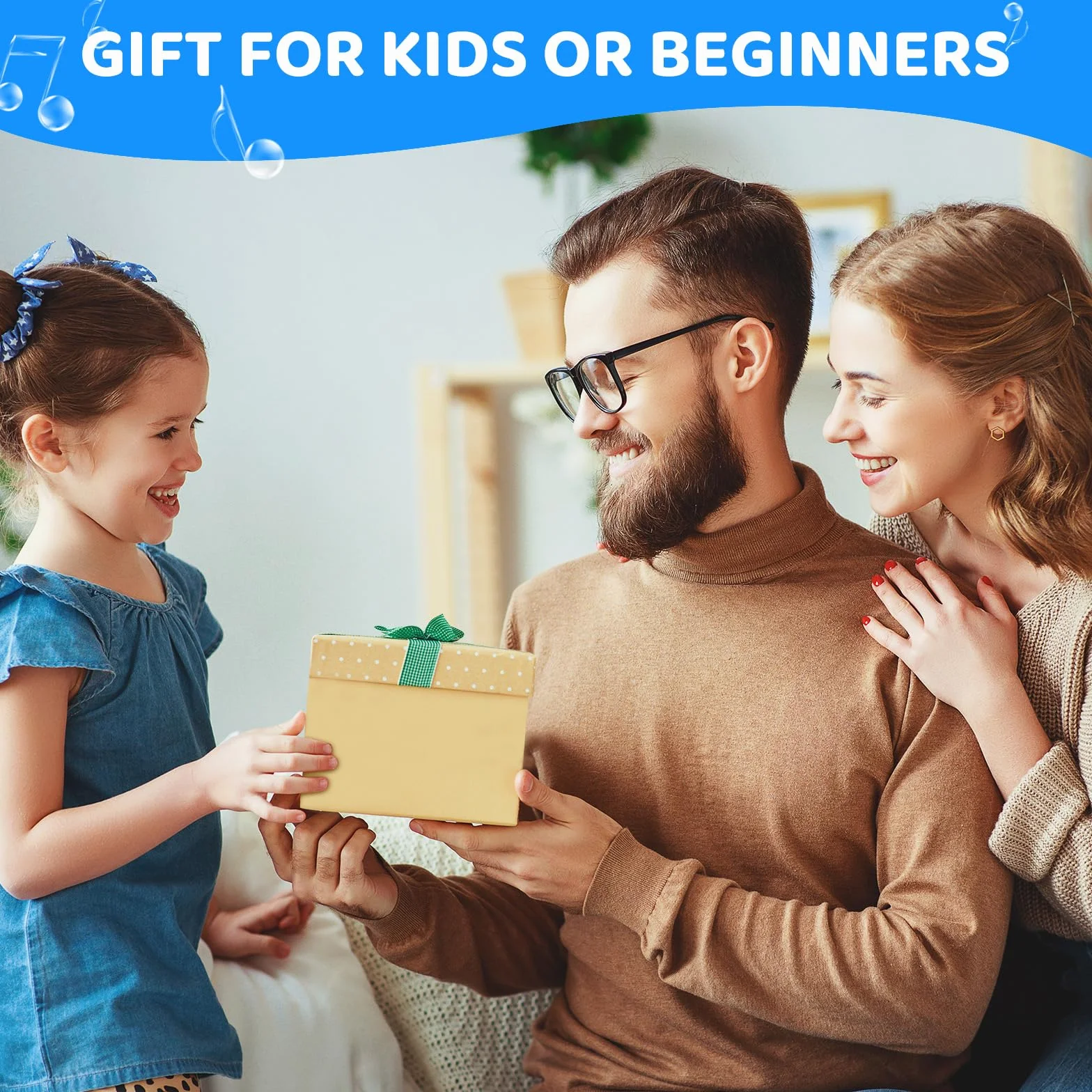 Accordéon pour Enfants 17 Touches 8 Basses Diatonique avec Sangles Réglables Blanc Cadeau Débutants