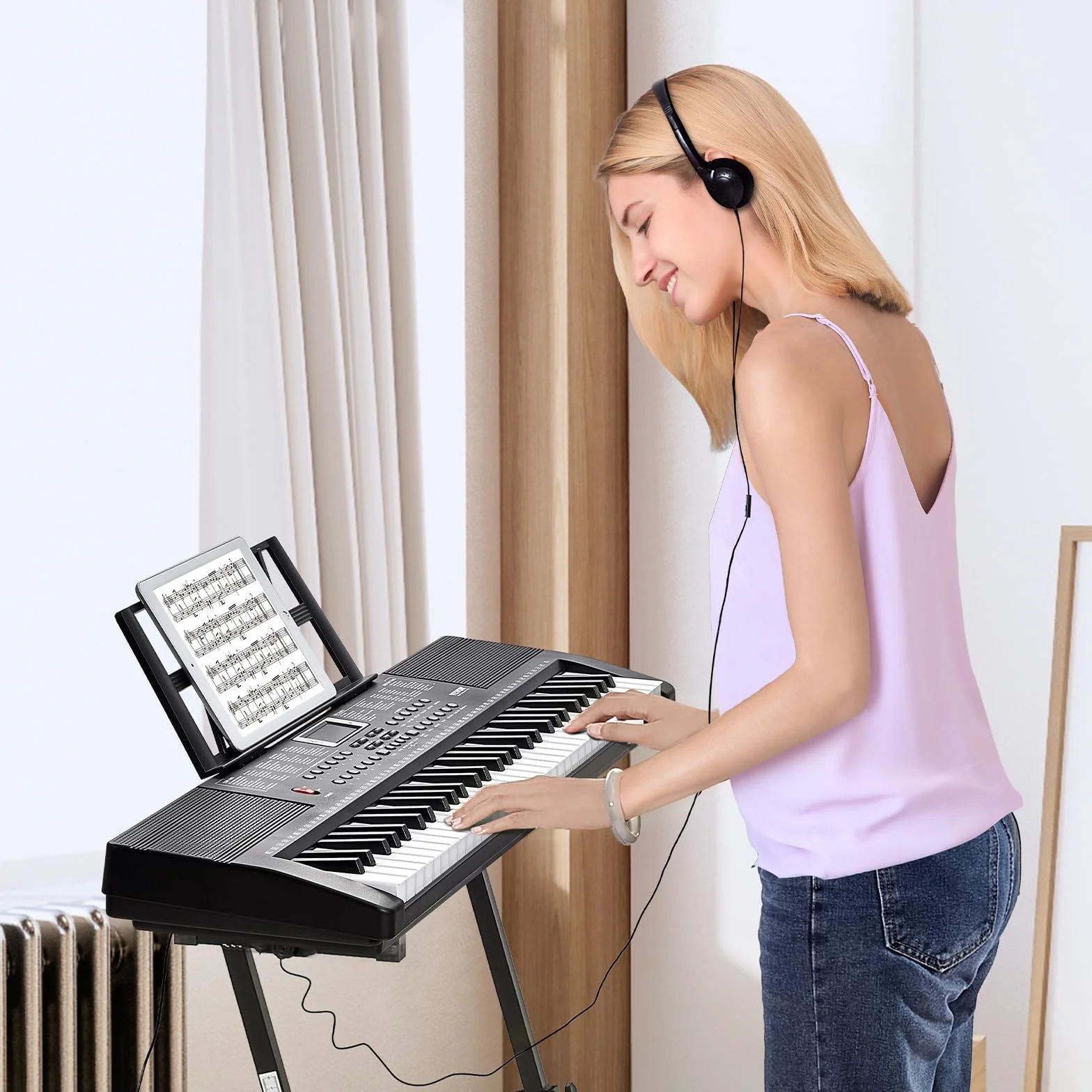 VEVOR Clavier Piano Numérique 61 Touches Portable 200 Tons 200 Rythmes Haut-parleurs Intégrés
