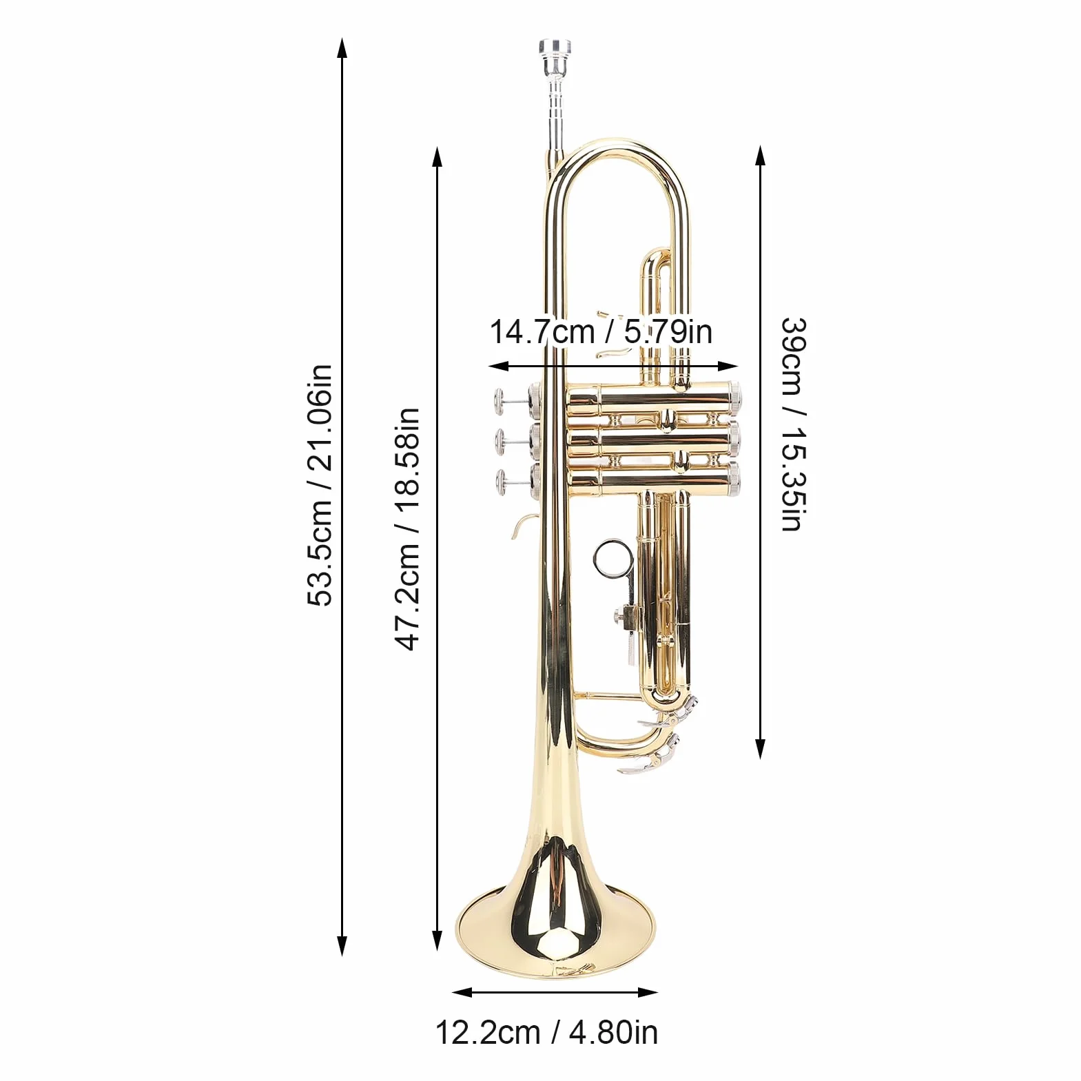 BB Brass Cornet Kit pour Débutants, Instrument de Musique en Laiton avec étui de Transport (Golden)