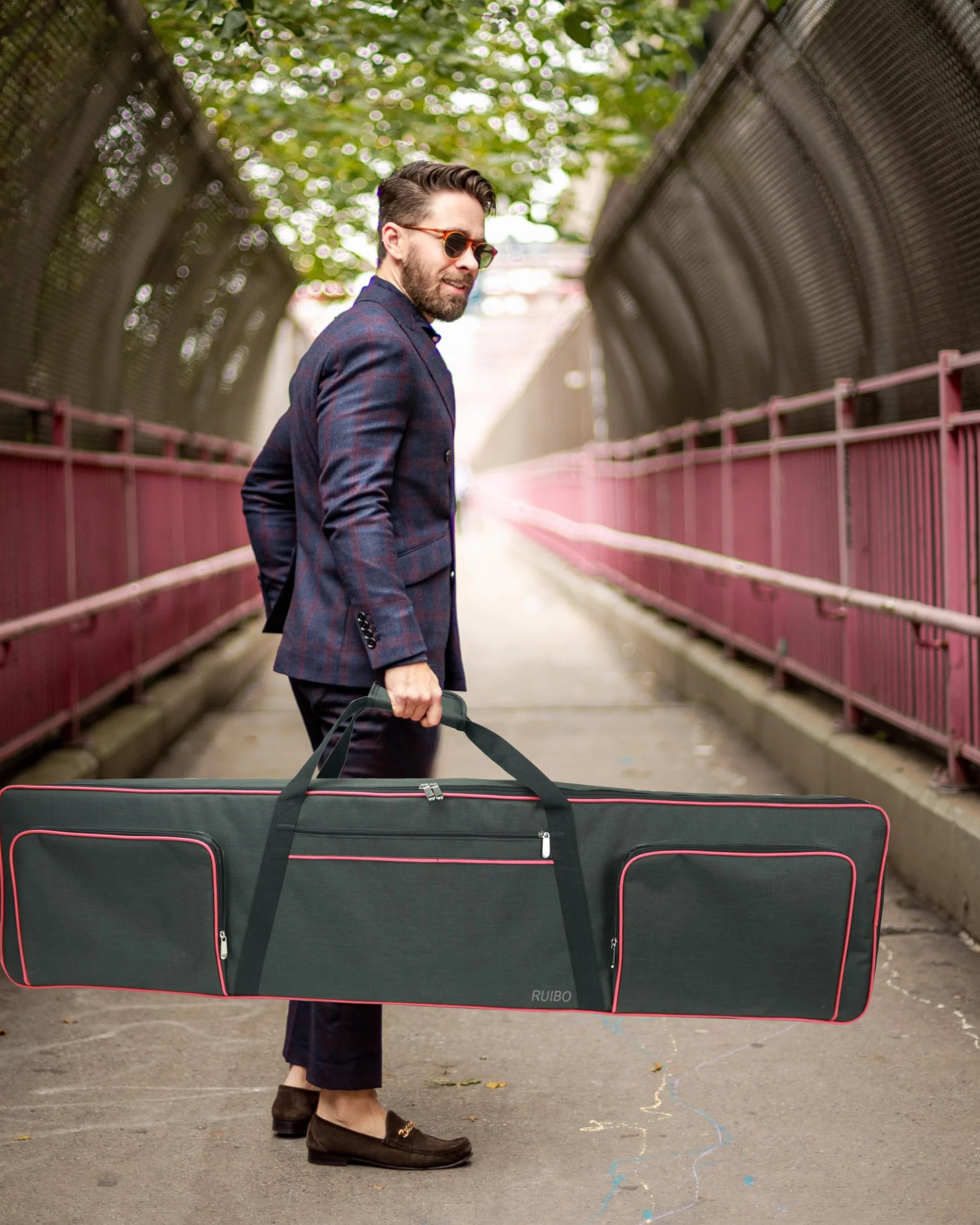 Ruibo Housse de Transport pour Clavier 88 Touches, Tissu Oxford 600D imperméable, 137,2 x 33 x 17 cm, Rouge