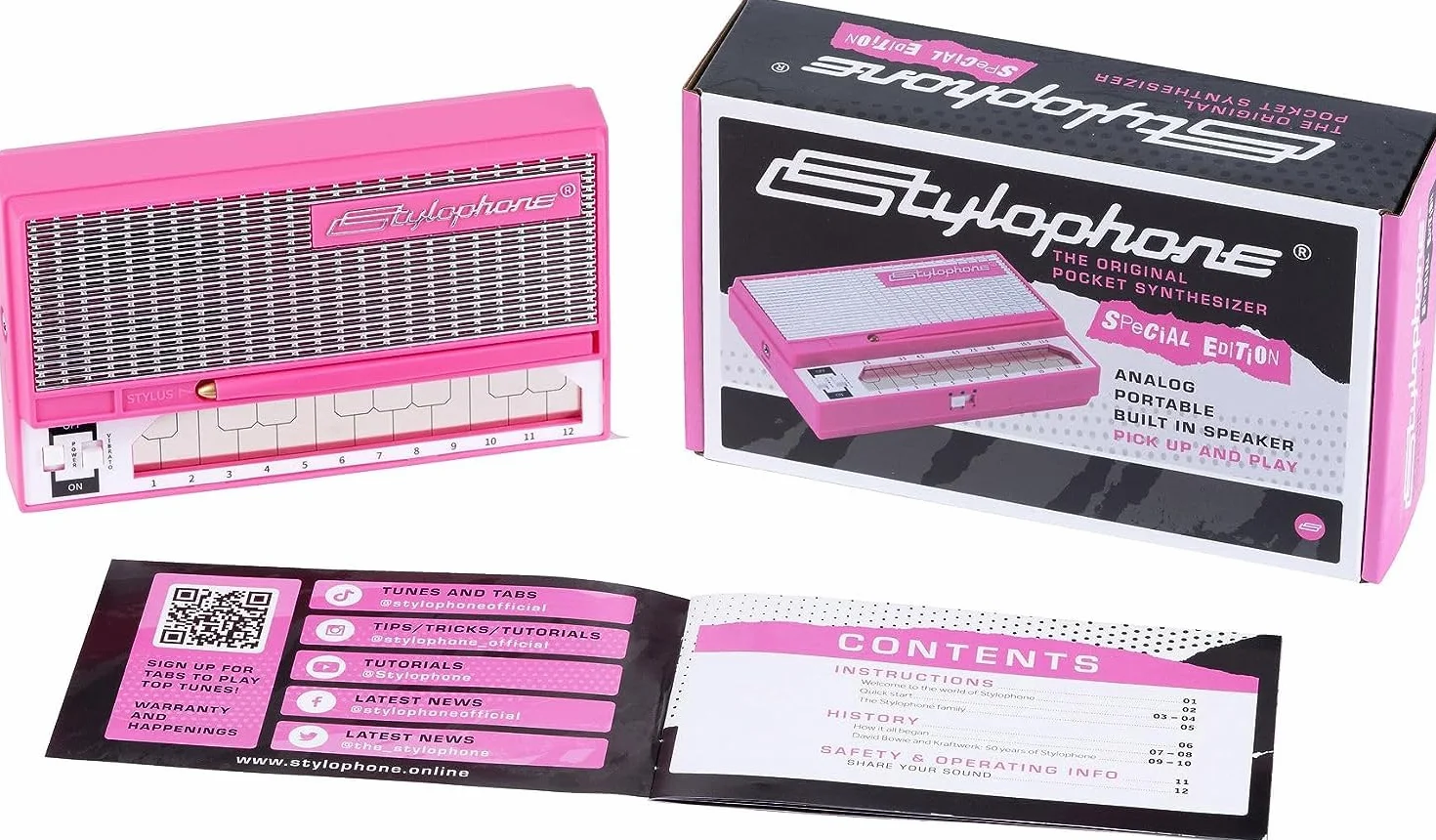 Stylophone Pink - Synthétiseur électronique de poche original édition spéciale - Instrument de musique clavier