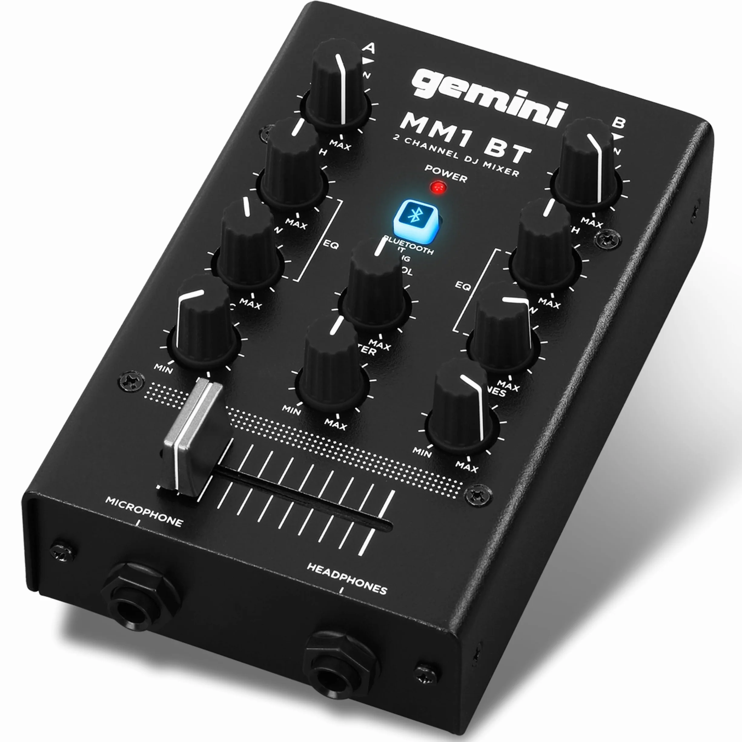 Gemini Sound MM1BT Bluetooth DJ Podcast Mixer avec CrossFader et Contrôle de Gain