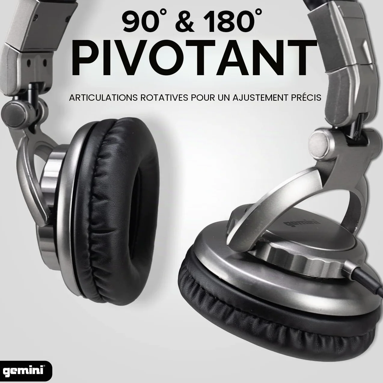 Gemini Sound DJX-500 Casque DJ Professionnel Fermé Filaire Oreillettes pivotables 90° 180° Transducteurs 57mm
