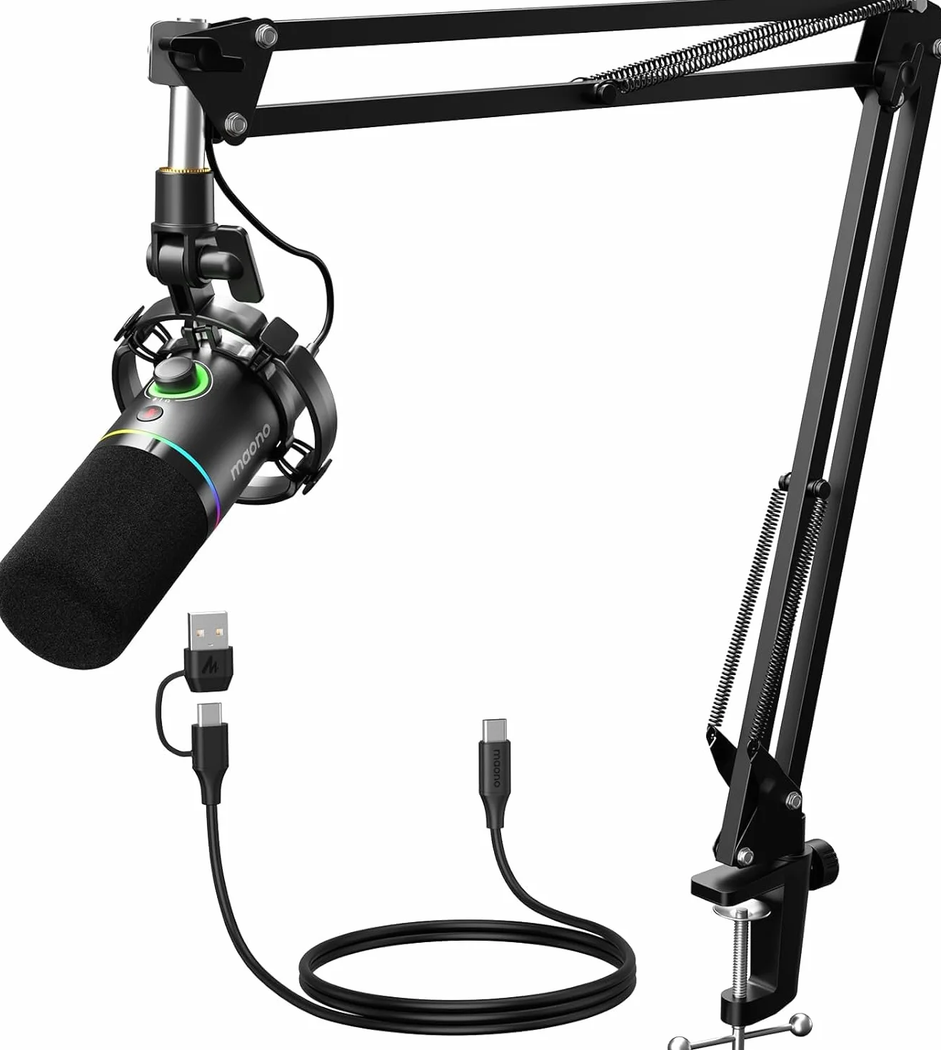 MAONO PD200XS Micro Kit XLR-USB Dynamique pour Streaming Gaming Podcast Enregistrement Noir