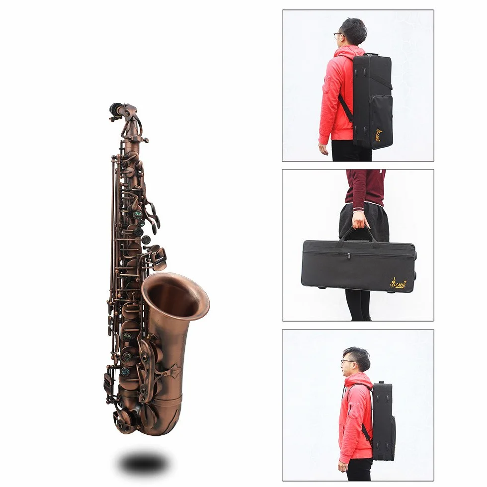 Saxophone alto en forme de coquille d'ormeau avec étui et gants de nettoyage (Rouge brun)