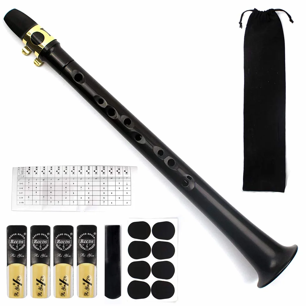Kit de saxophone de poche noir, mini saxophone portable, instrument professionnel avec 4 anches et sac de transport