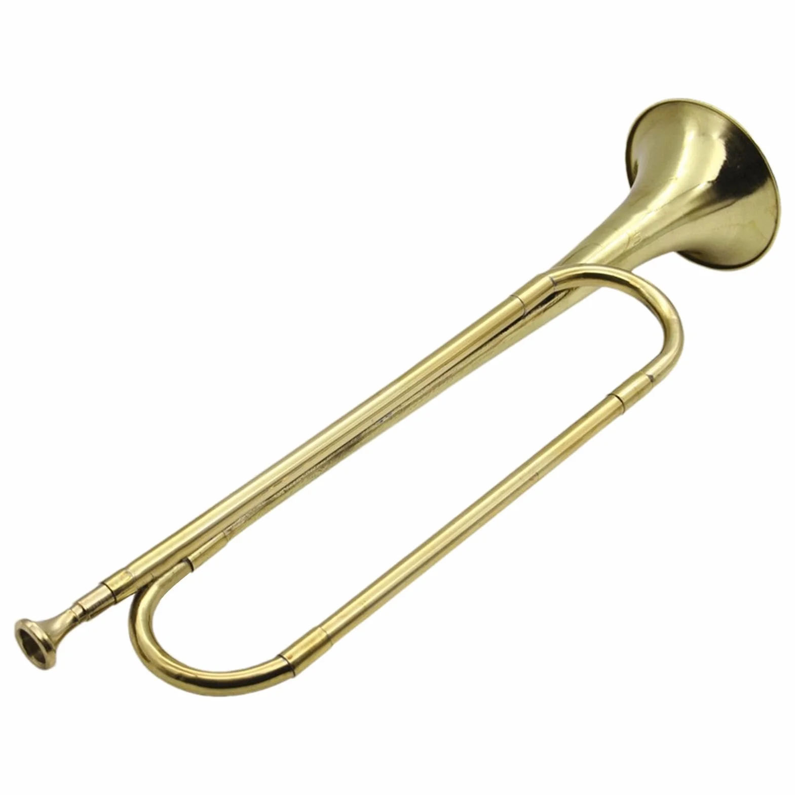Trompette de cavalerie en laiton plaqué or, clairon portable standard B
