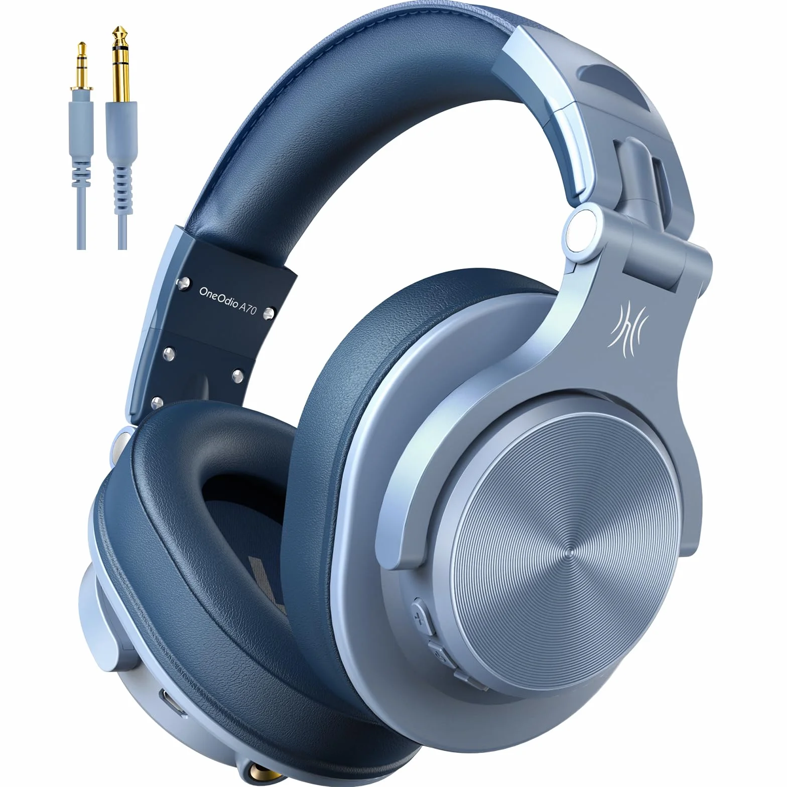 OneOdio A70 Casque Audio Bluetooth Sans Fil 72H, Casque Diadème Fermé avec Port Partagé, Écouteurs 3,5 mm pour DJ, Piano, Guitare, Enregistrement, Bleu Ciel