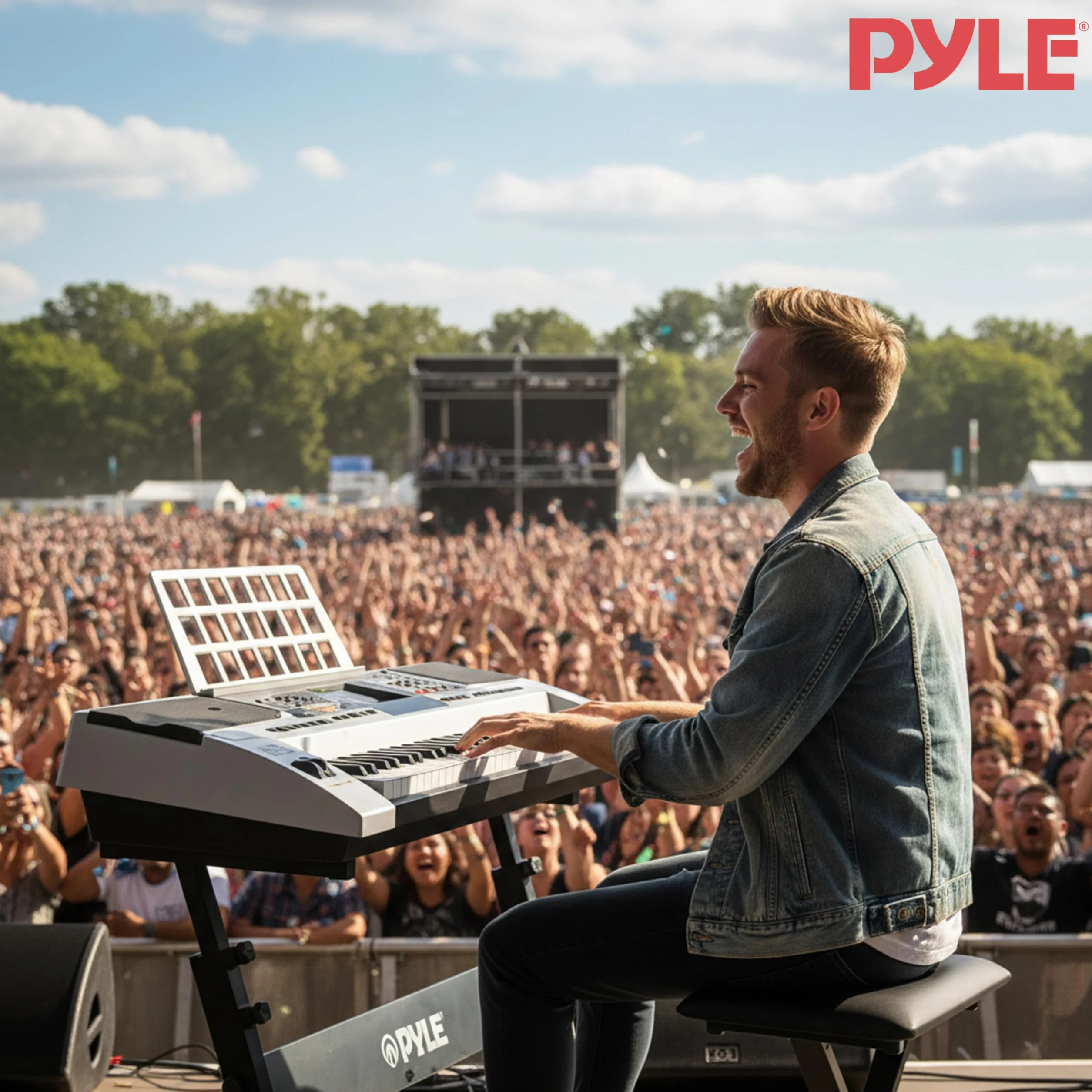 Pyle Piano Numérique Portable 61 Touches 2-en-1 avec Pédale de Sustain, Casque, Housse, Tabouret et Support