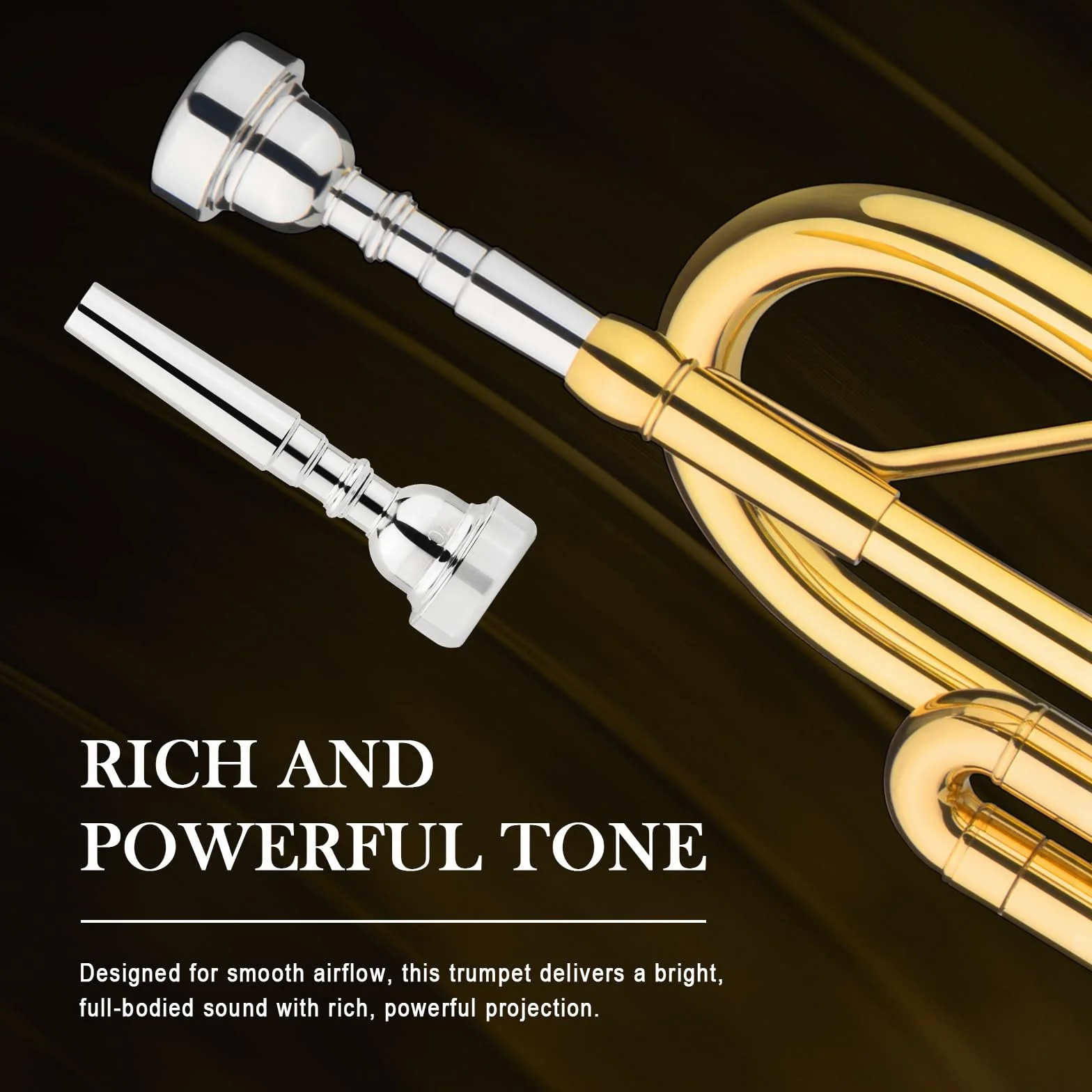 SONICAKE Trompette Bb Standard Débutants Laiton Doré Étui Rigide Embouchure 7C Gants QTP-01