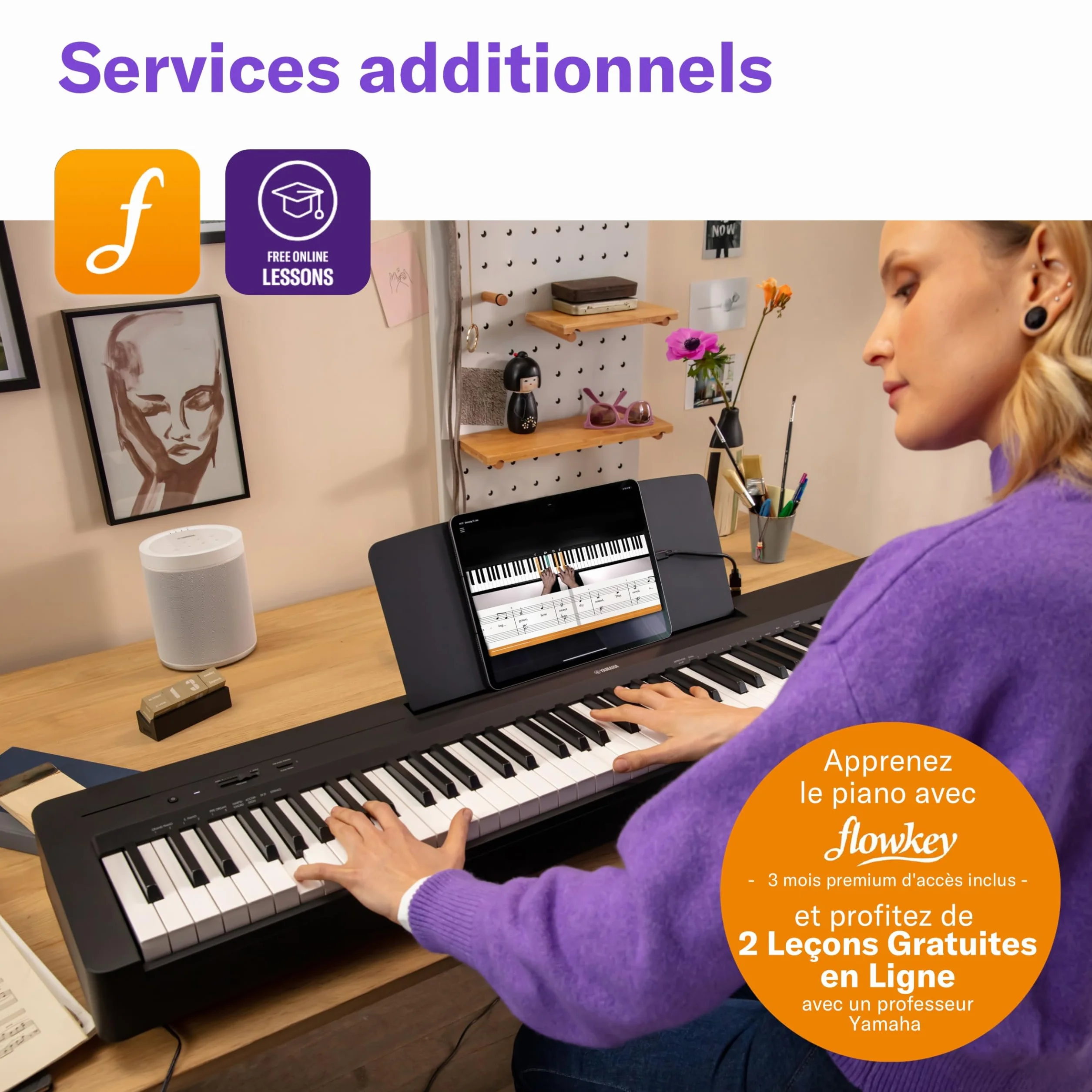 Yamaha P-145BT Piano Numérique 88 Touches Clavier Graded-Hammer-Compact 10 Sonorités Bluetooth Noir