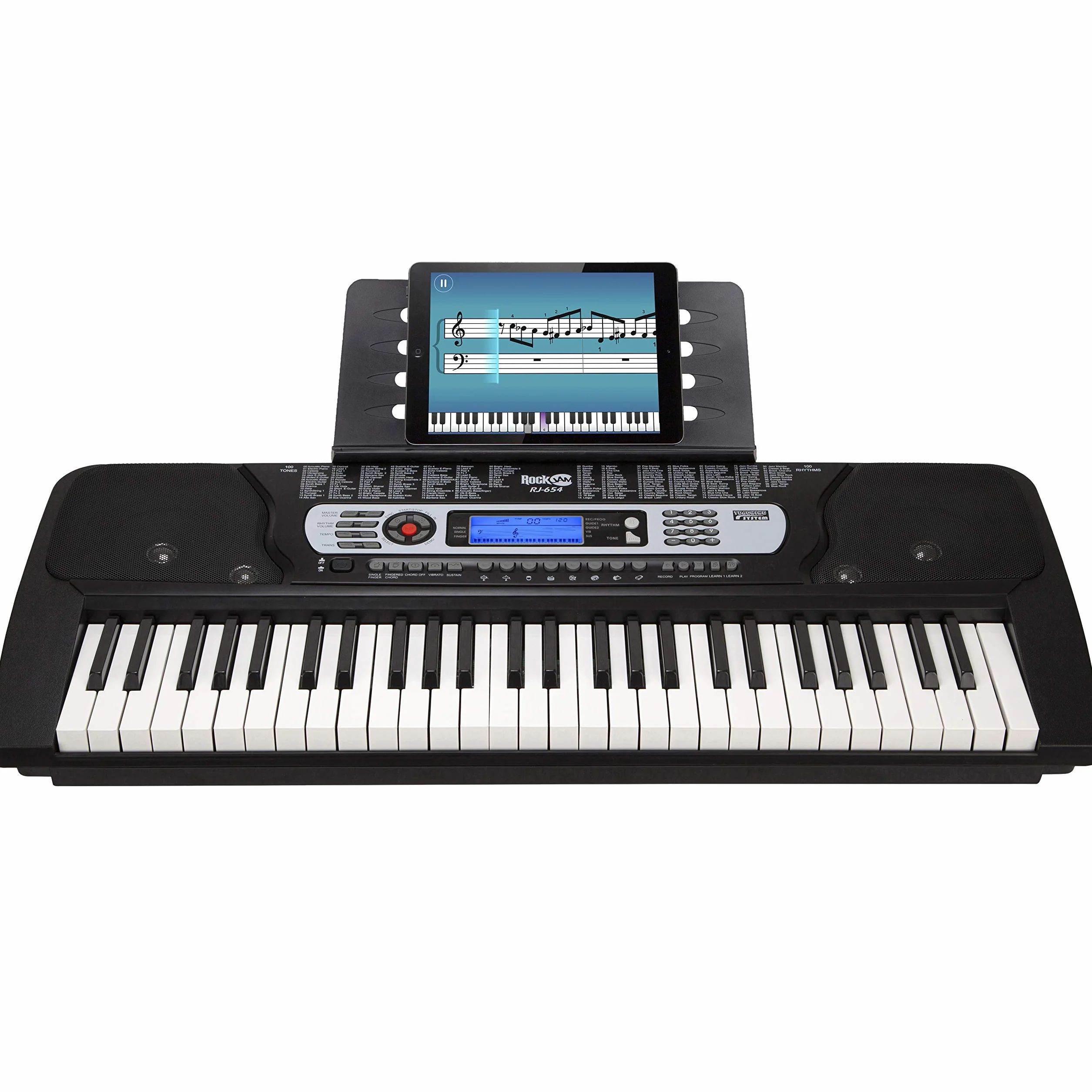 RockJam Clavier musical 54 touches avec pupitre et autocollants notes piano