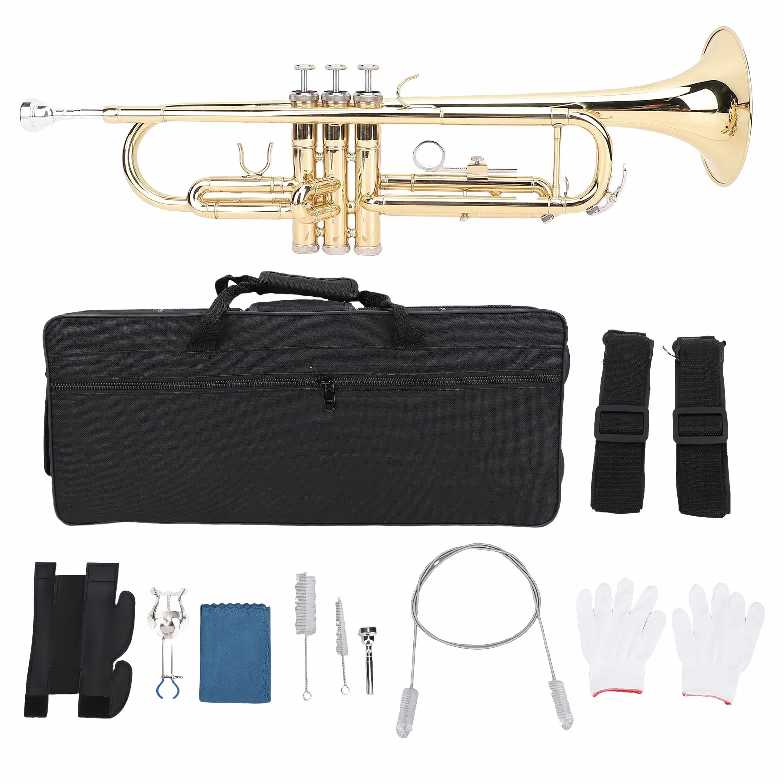 BB Brass Cornet Kit pour Débutants, Instrument de Musique en Laiton avec étui de Transport (Golden)