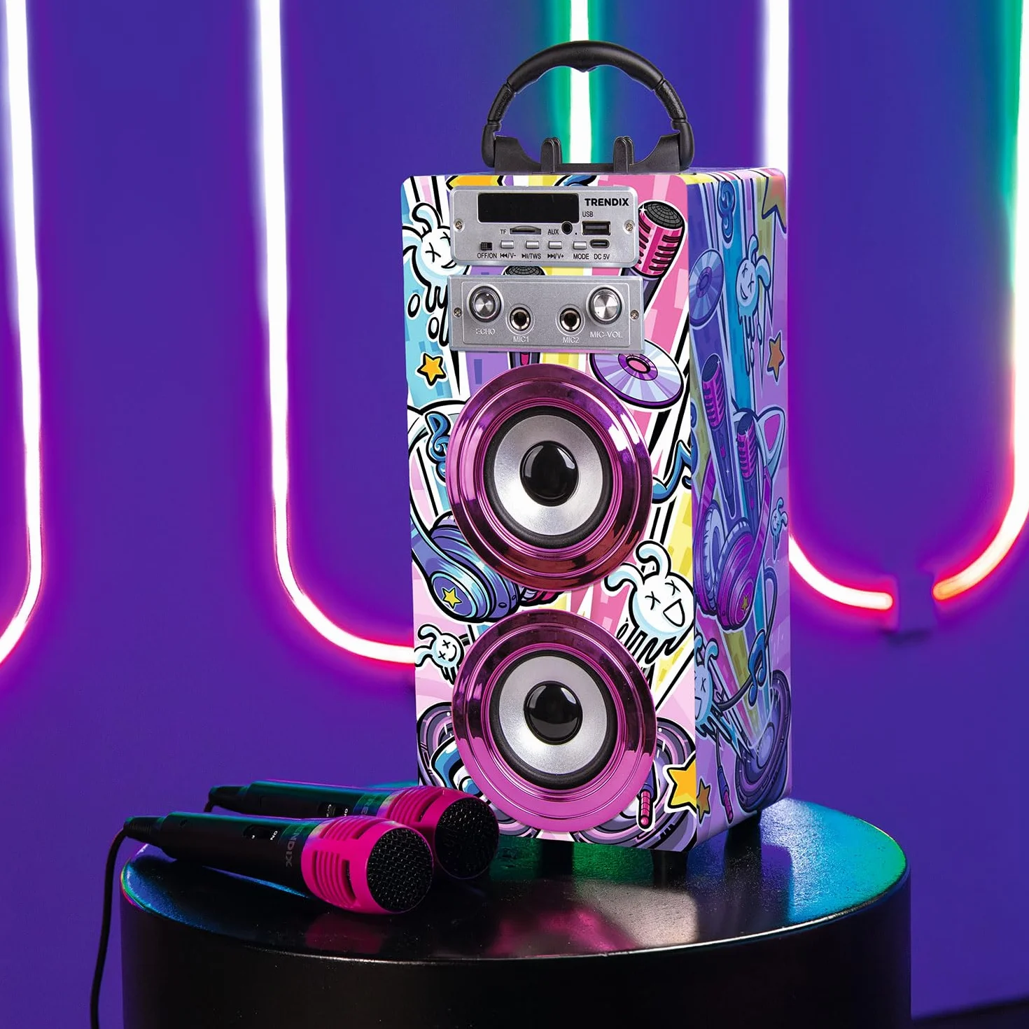 Enceinte Karaoke Karaoké Enfant 2 Microphones Cadeau Fille