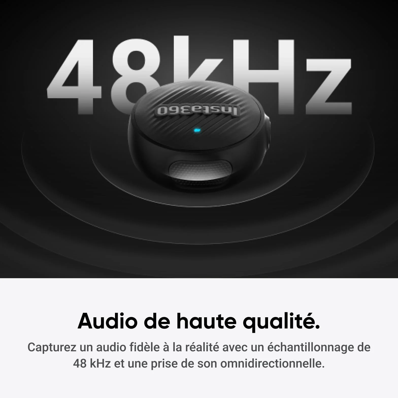 Insta360 Émetteur Mic Air Micro sans Fil 7,9 g Réduction de Bruit X5 X4 X4 Air Ace Pro 2 GO Ultra