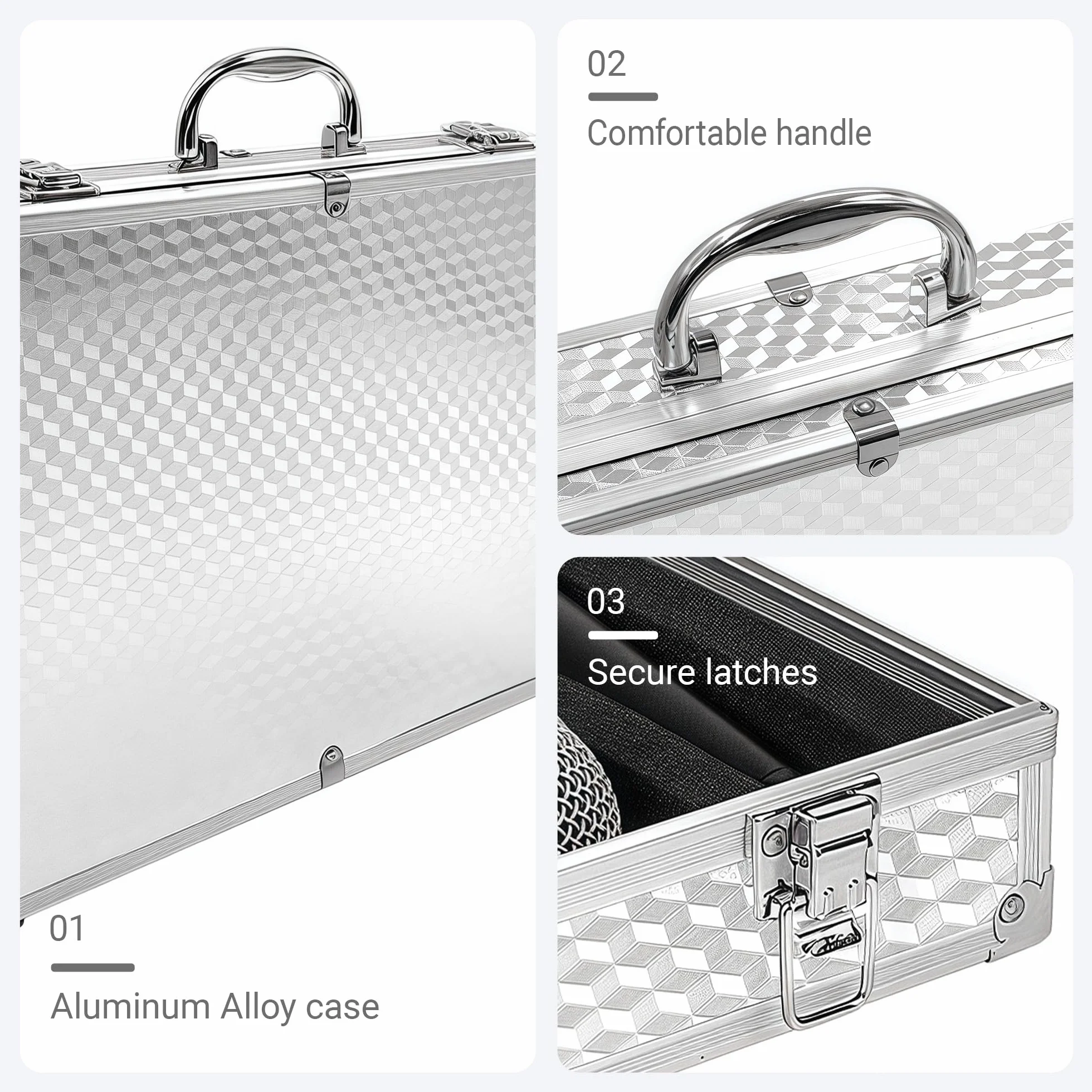 Mussiin Audio Equipment Microphone Portable Case Aluminum Alloy Silver