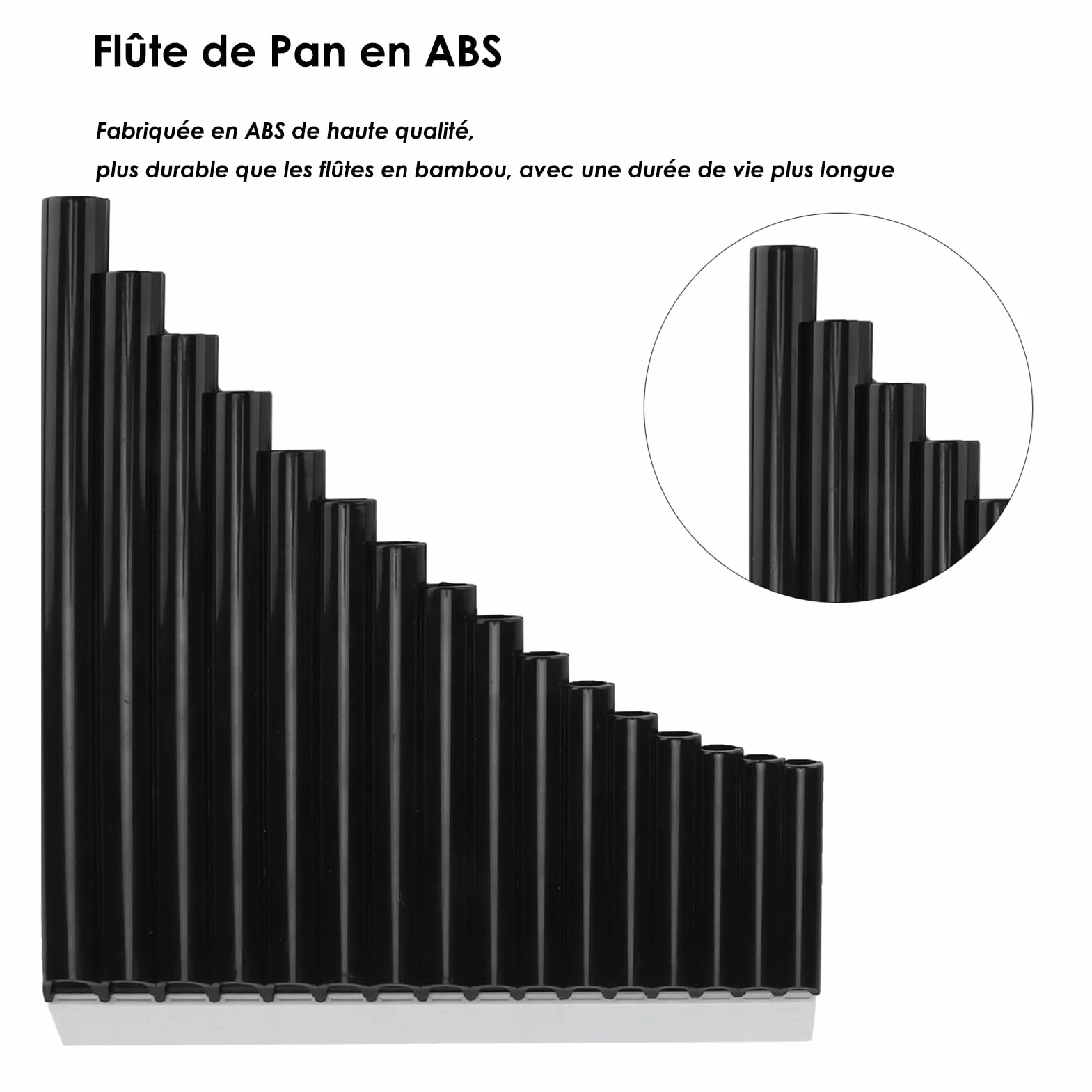 Flûte de Pan 16 tuyaux Instrument de Musique Facile à Apprendre et à Jouer Noir