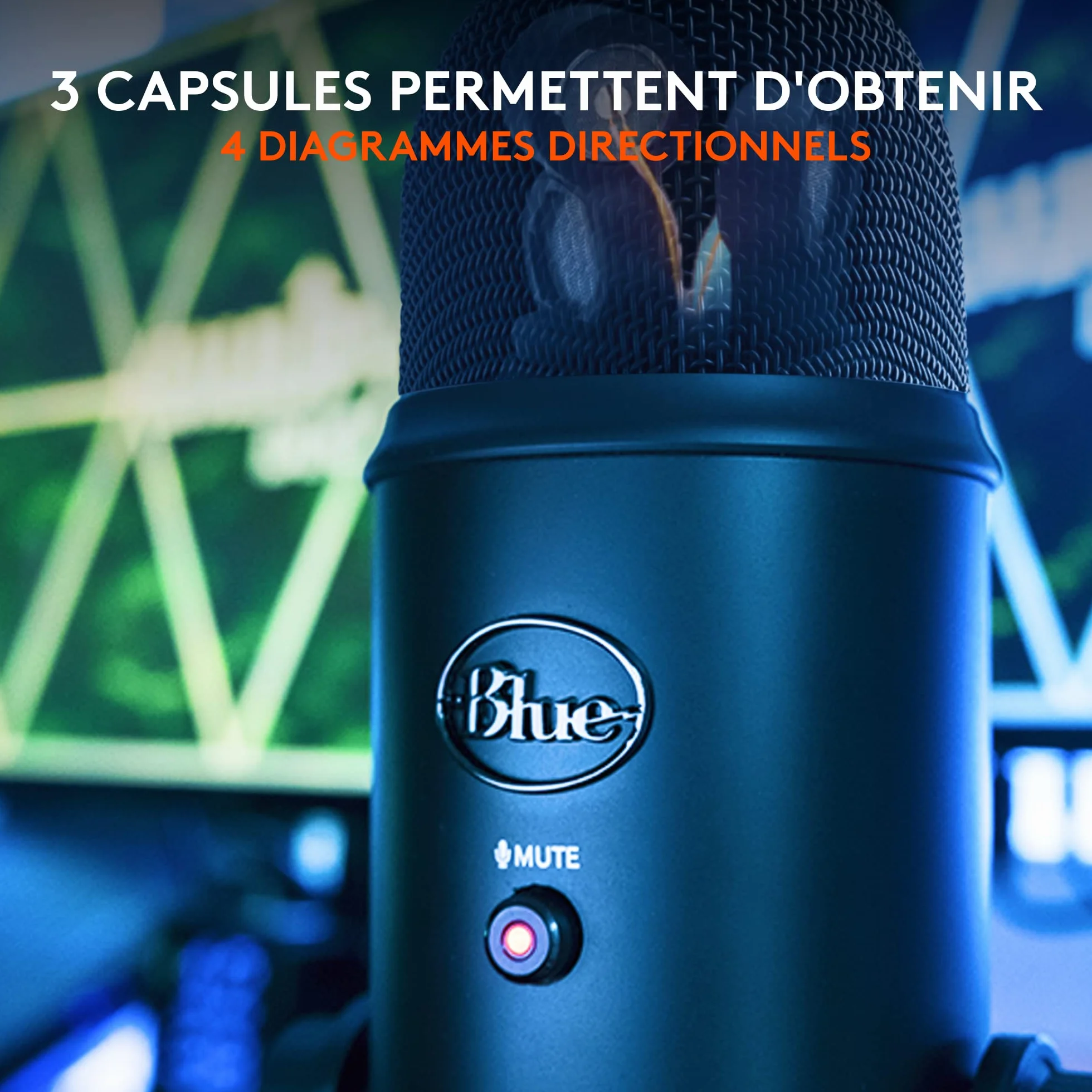 Logitech Blue Yeti Microphone USB pour Enregistrement Streaming Gaming Podcast PC Mac Noir