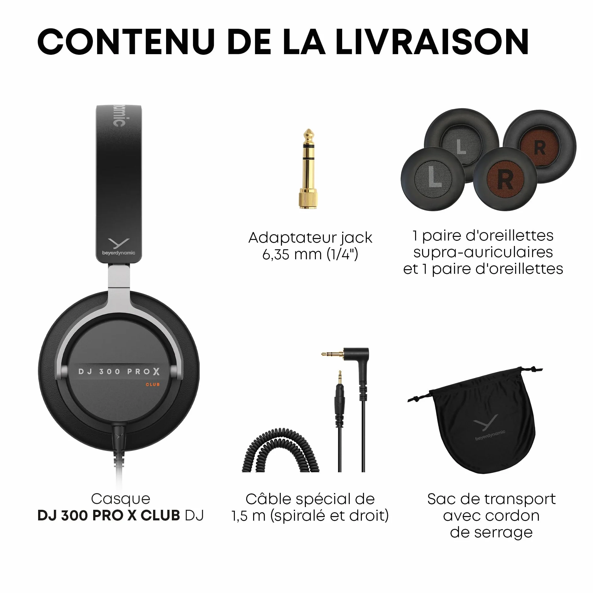 beyerdynamic DJ 300 Pro X Club Casque DJ Professionnel 2 en 1 avec Bonnets d'oreille Personnalisables et Conception fermée