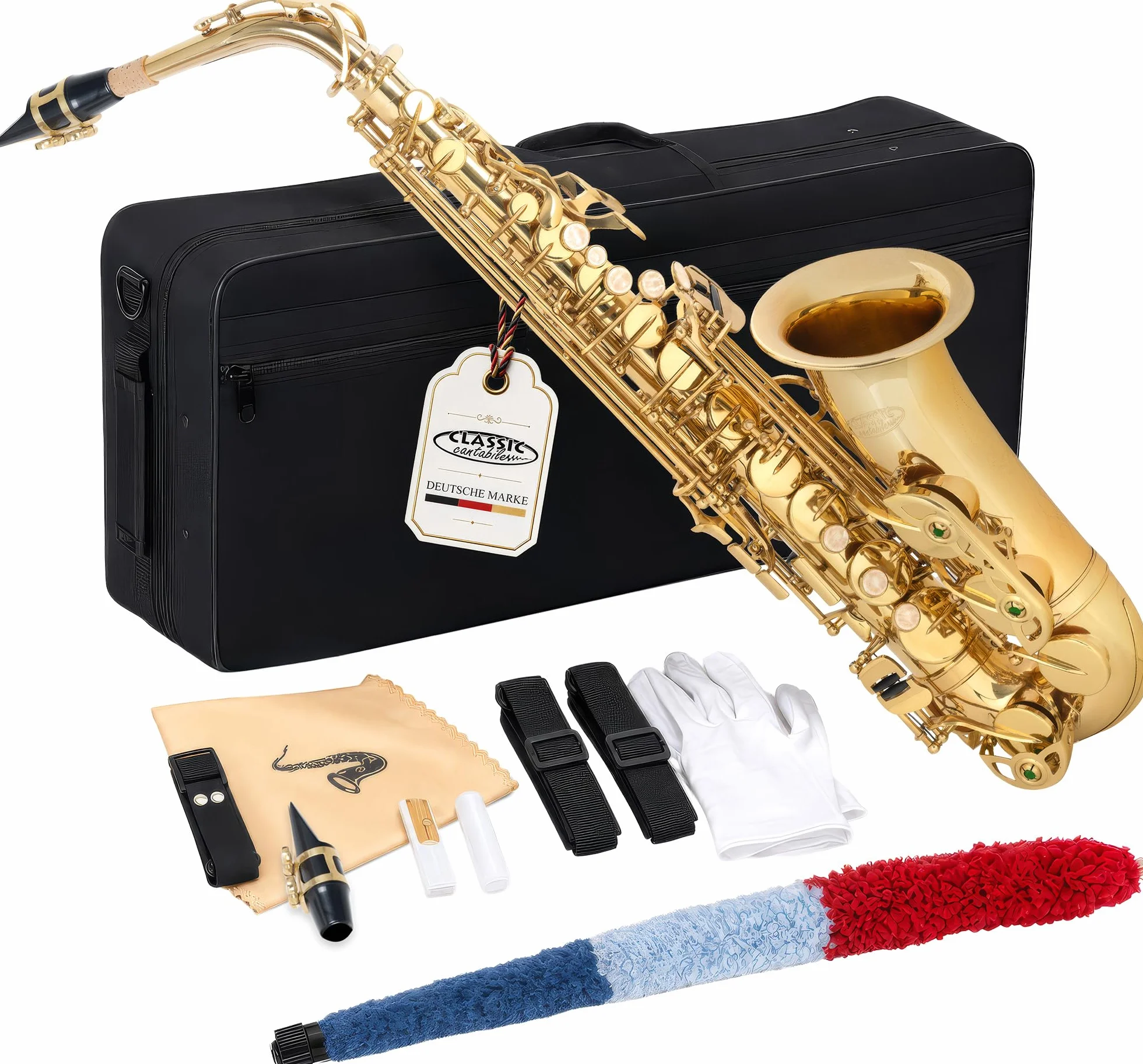Classic Cantabile AS-450 Saxophone alto en laiton, accordage il, étui léger et accessoires