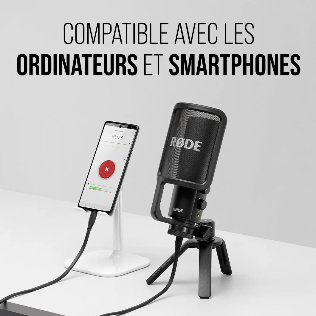 RØDE NT-USB+ Microphone USB à Condensateur Pro avec Interface Audio Intégrée, USB-C, Monitoring Casque