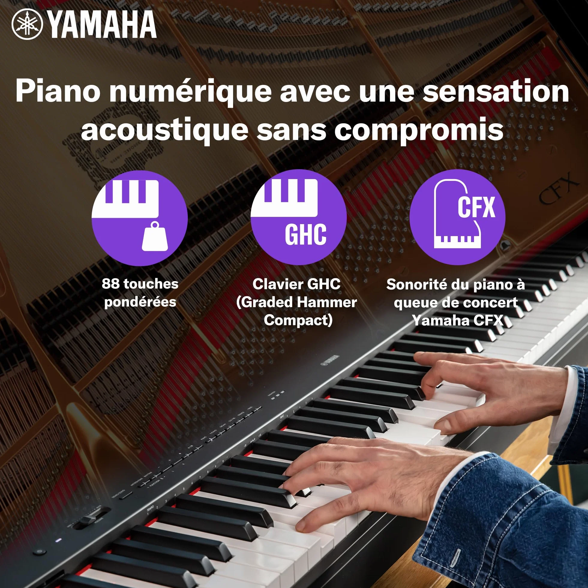Yamaha P-225 Piano numérique 88 touches Graded-Hammer-Compact 24 voix noir