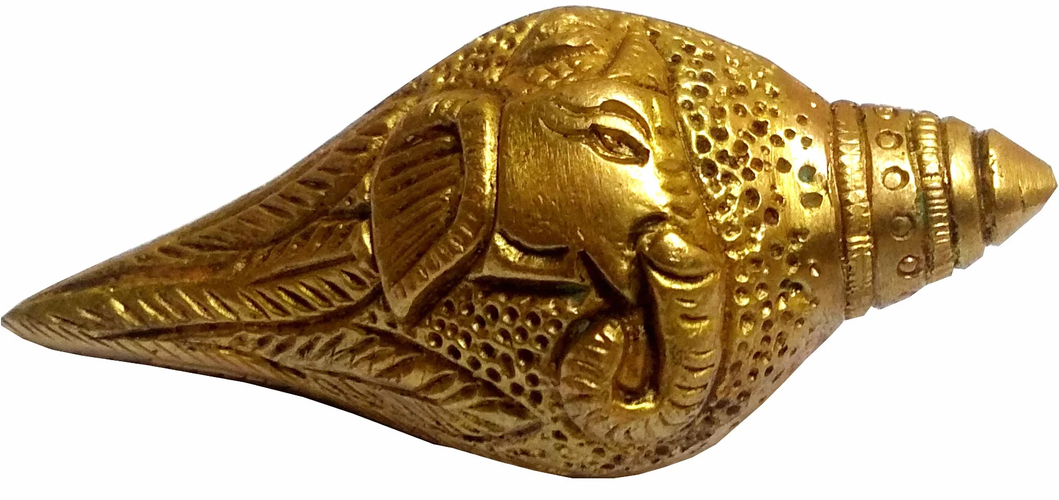 Purpledip Small Brass Ganesha Shankha Holy Conch Idol