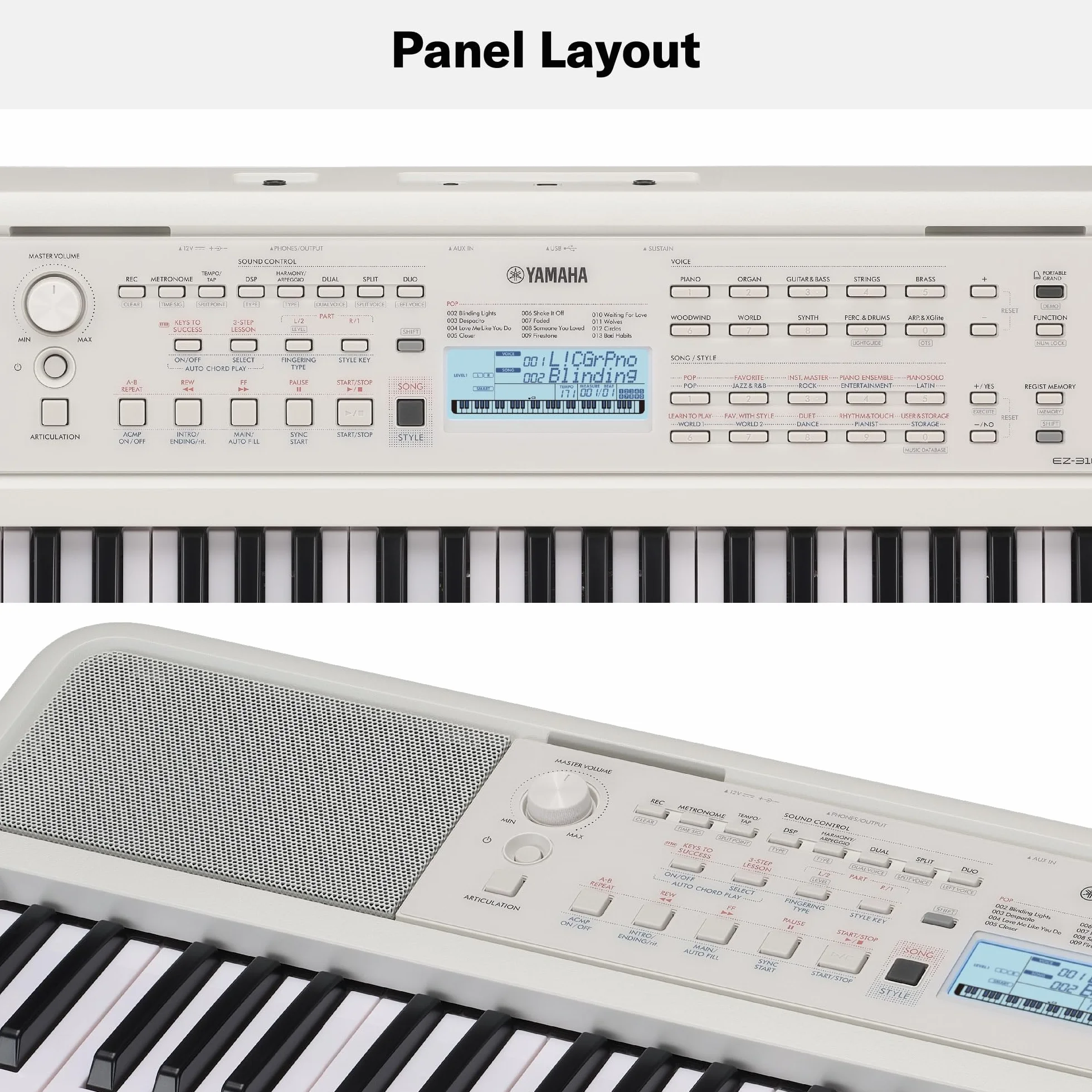 Yamaha EZ-310 Clavier portable 61 touches tactiles guide lumineux polyphonie 48 notes débutants