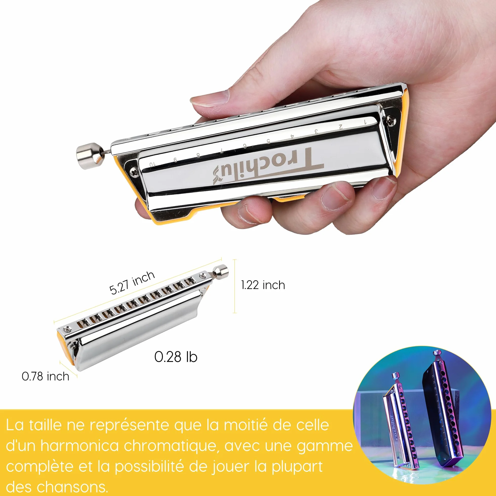 JDR Trochilus Harmonica Chromatique 10 Trous Clé de C avec Étui