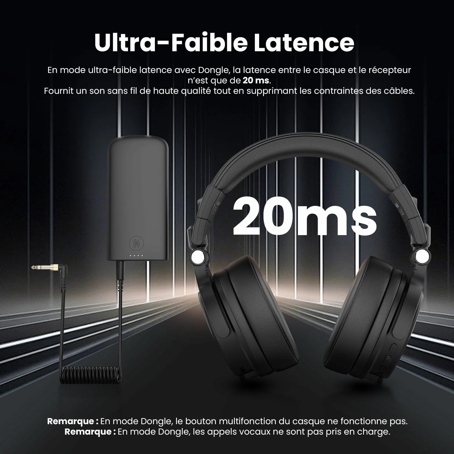 OneOdio Studio Max 1 Casque Bluetooth DJ sans fil, 120 h autonomie, Hi-Res/LDAC Audio, faible latence 20 ms, connexion Dongle/Bluetooth/6,35 mm/3,5 mm